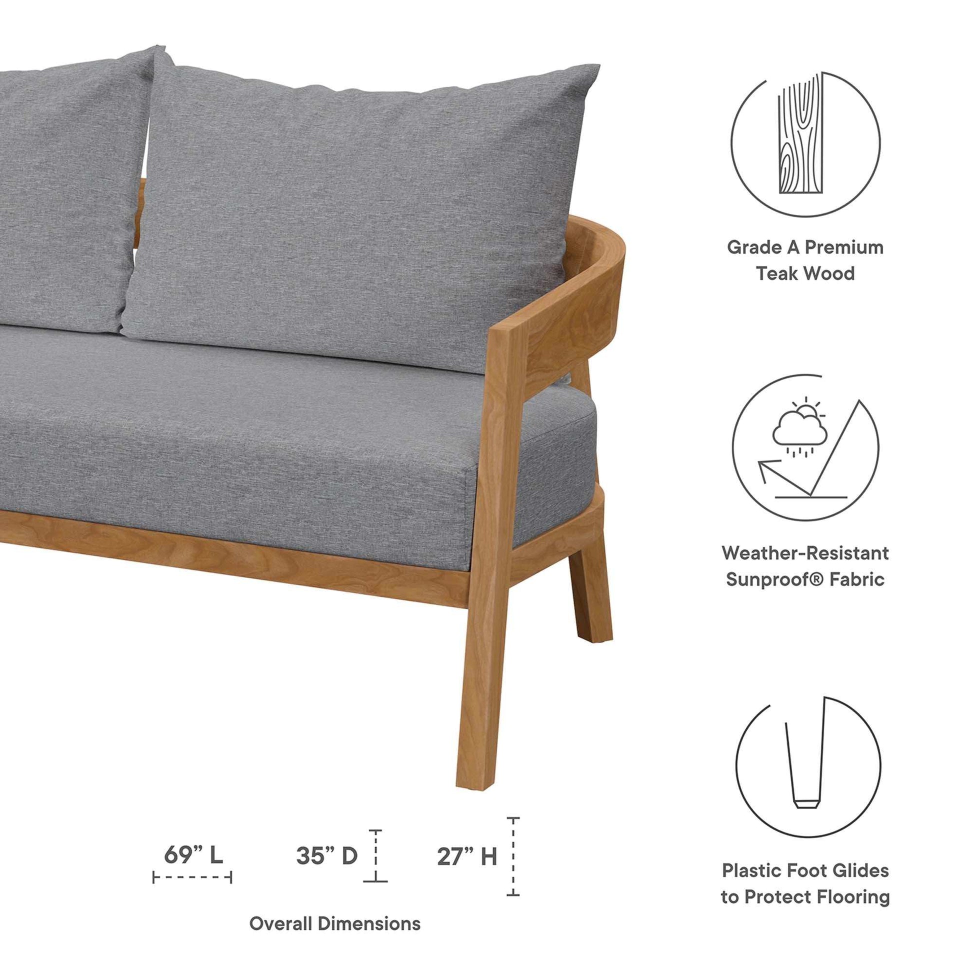 Brisbane Teak Wood Outdoor Patio Loveseat by Modway - Best Buy Furniture