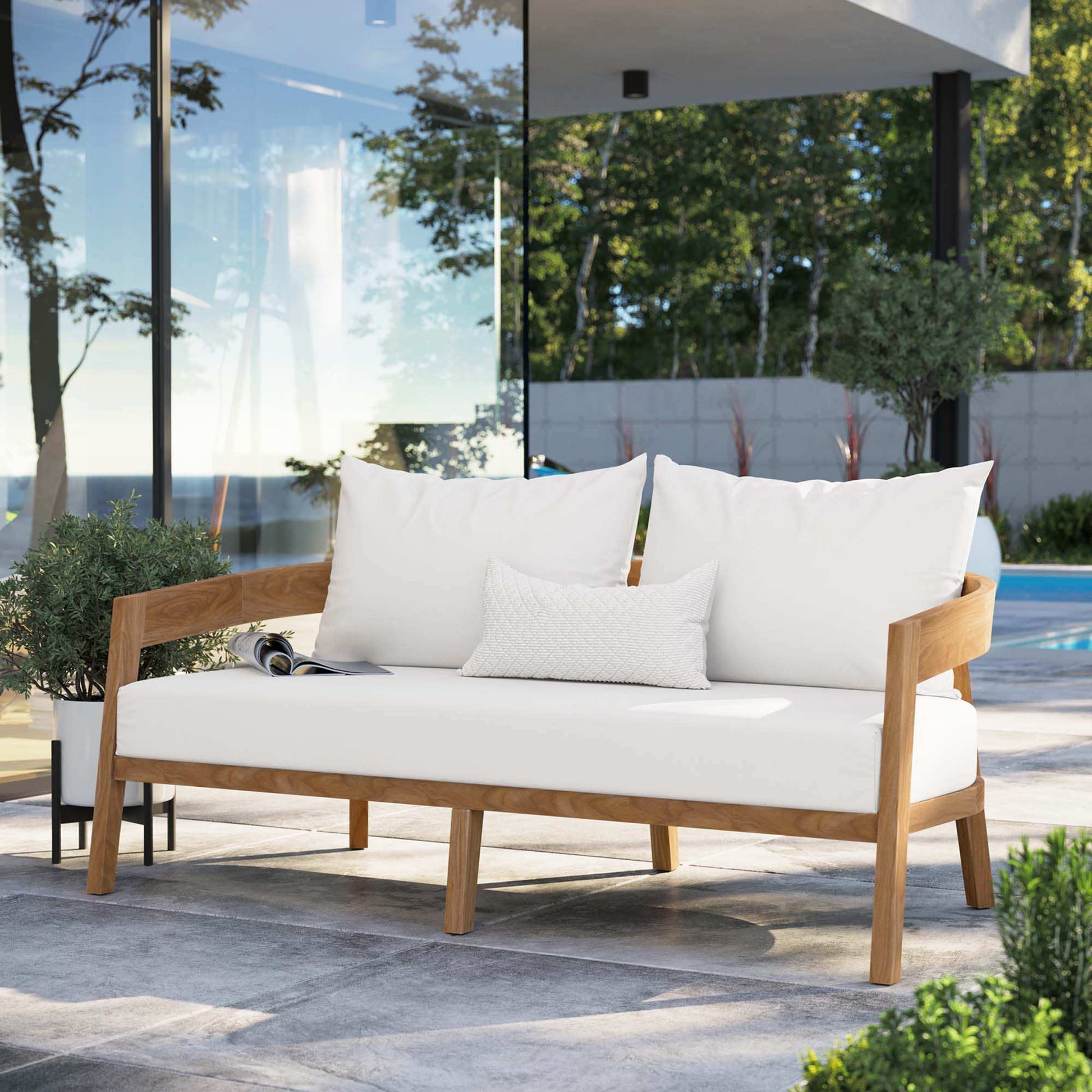 Brisbane Teak Wood Outdoor Patio Loveseat by Modway - Best Buy Furniture
