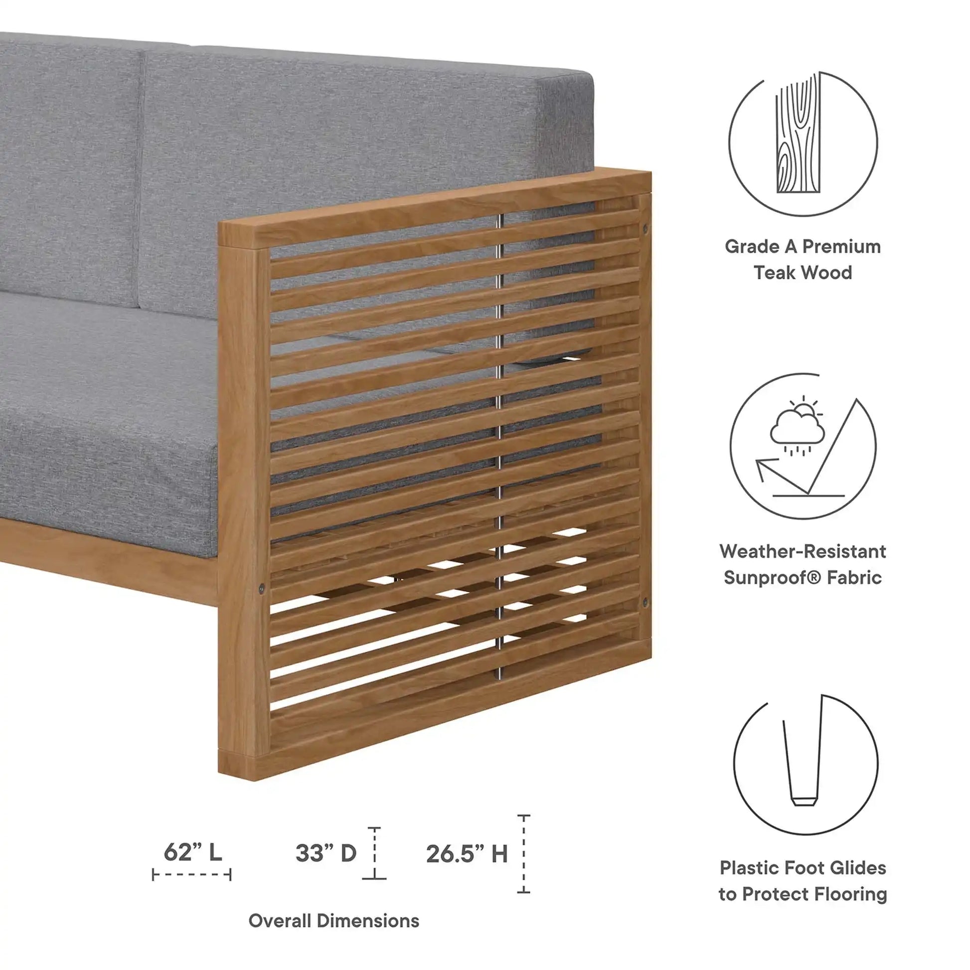 Carlsbad Teak Wood Outdoor Patio Loveseat by Modway - Best Buy Furniture