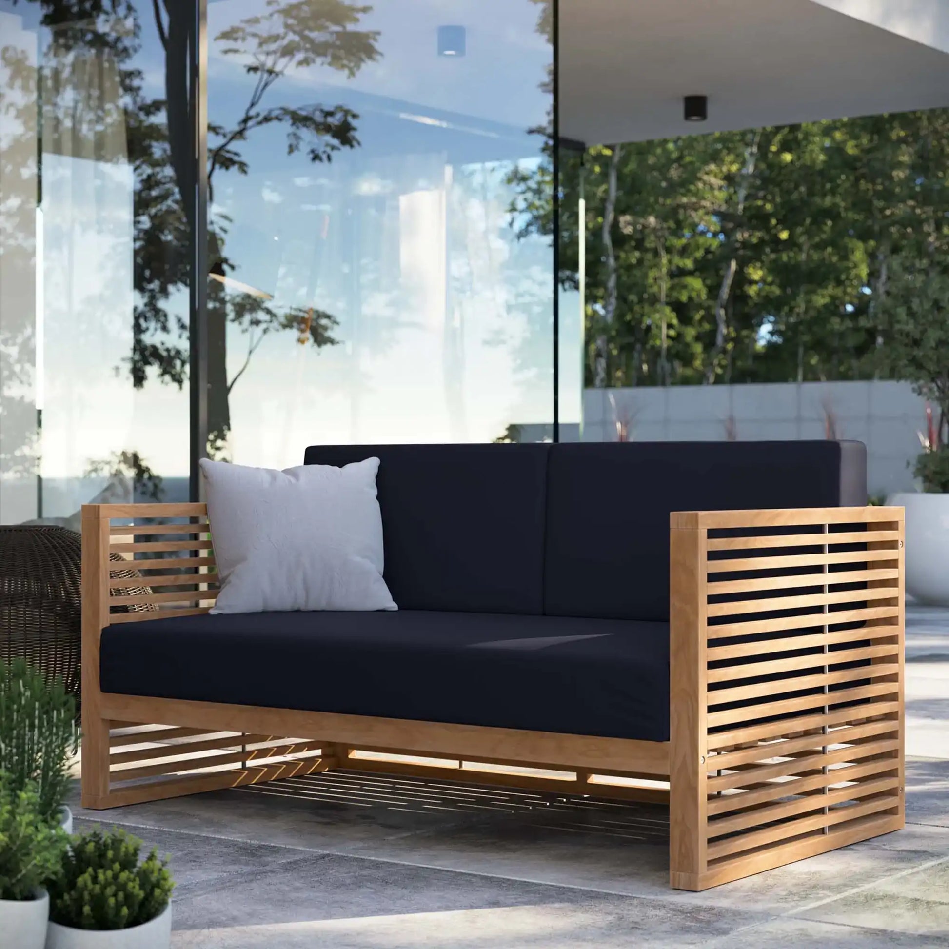 Carlsbad Teak Wood Outdoor Patio Loveseat by Modway - Best Buy Furniture