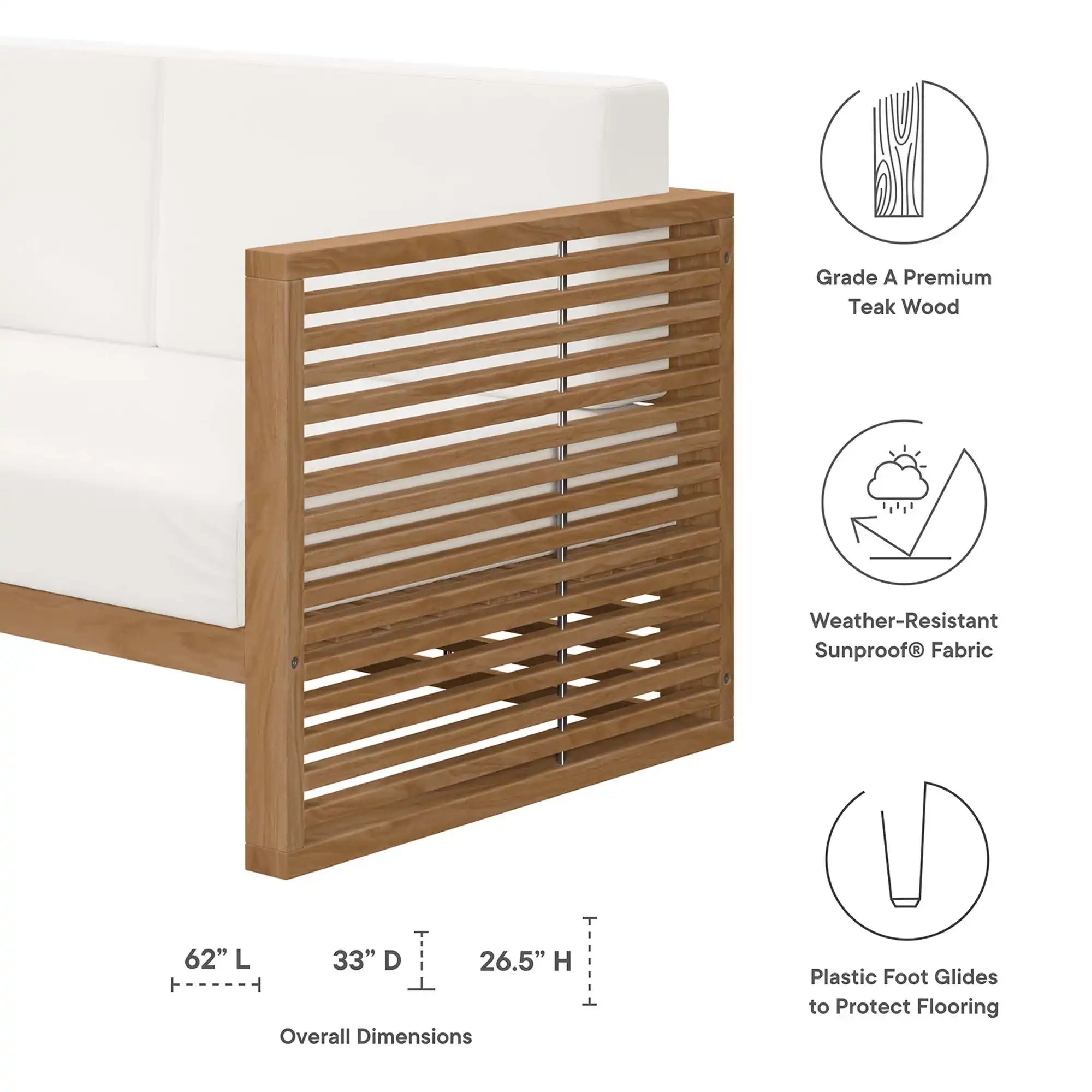 Carlsbad Teak Wood Outdoor Patio Loveseat by Modway - Best Buy Furniture