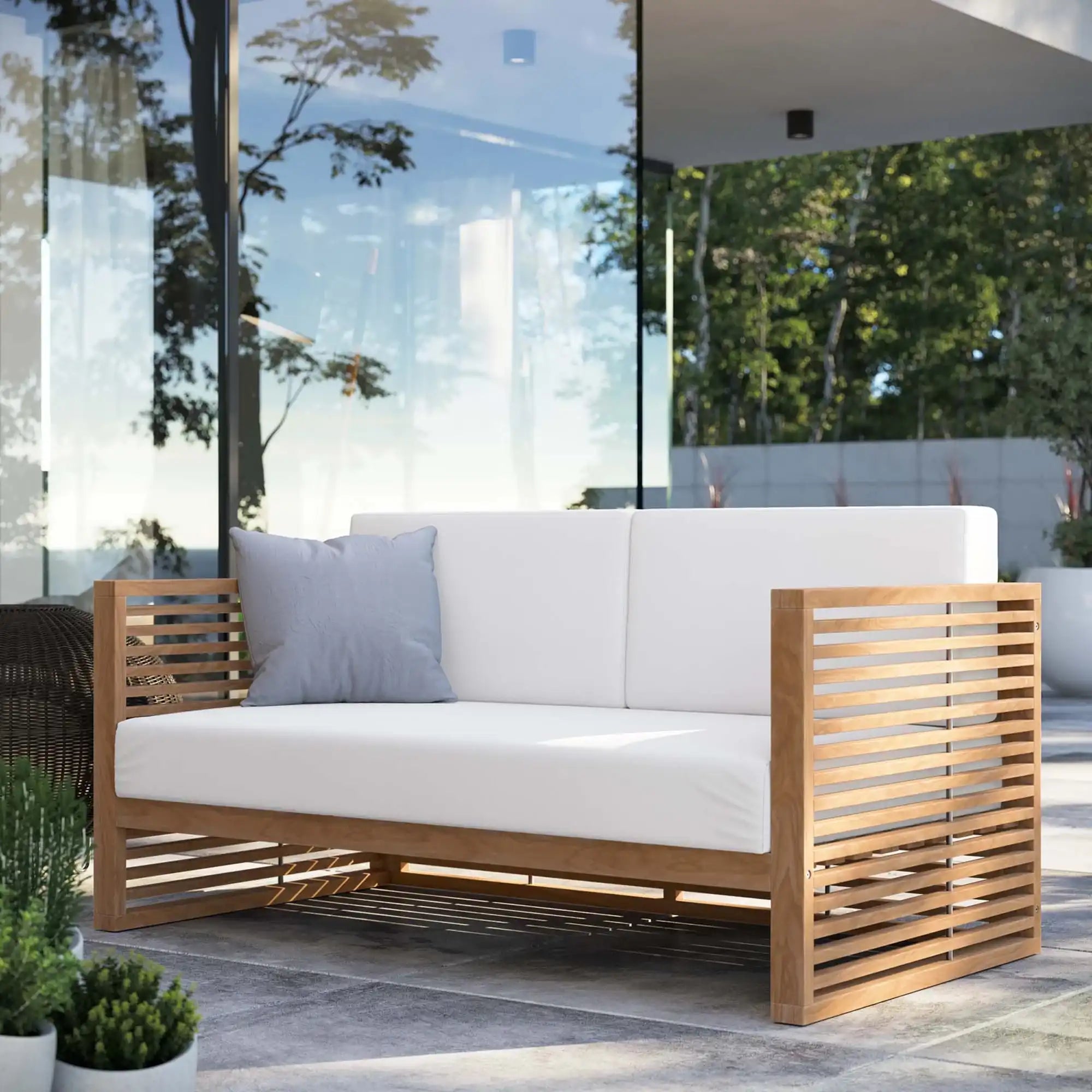 Carlsbad Teak Wood Outdoor Patio Loveseat by Modway - Best Buy Furniture