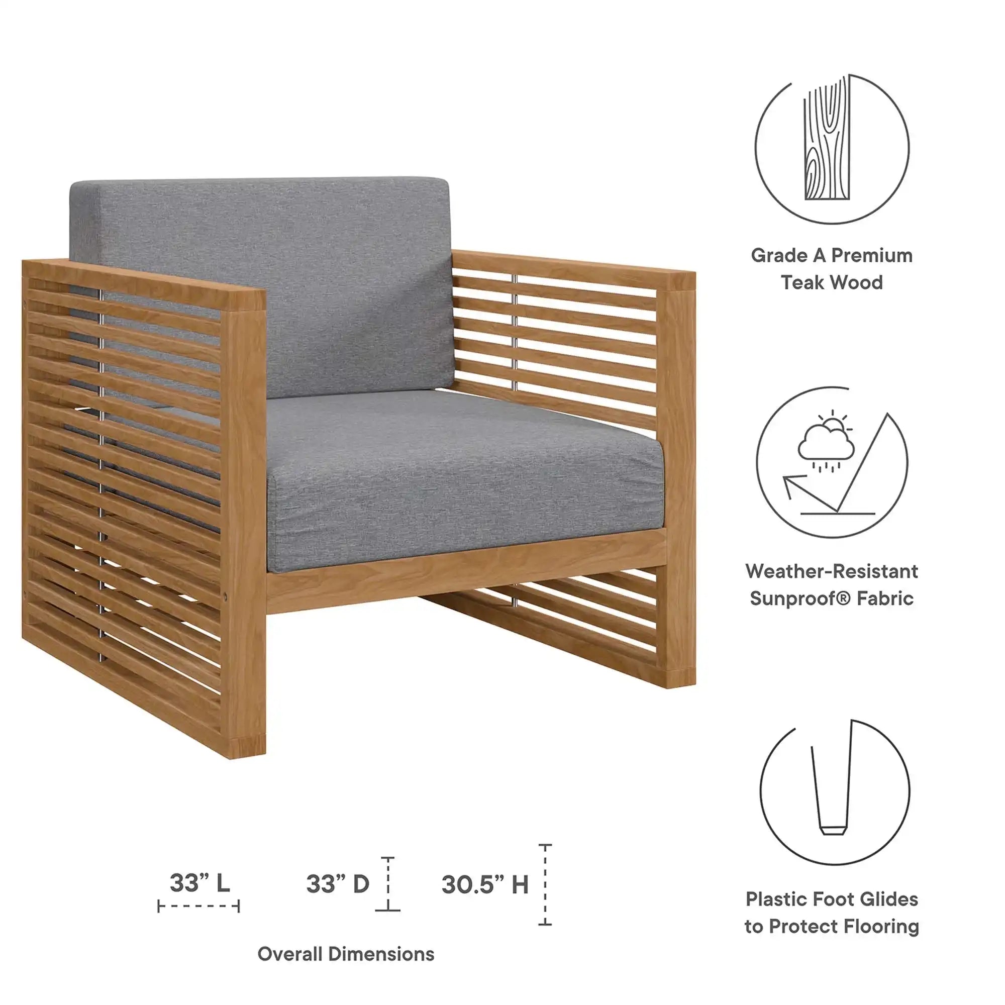 Carlsbad Teak Wood Outdoor Patio Armchair by Modway - Best Buy Furniture