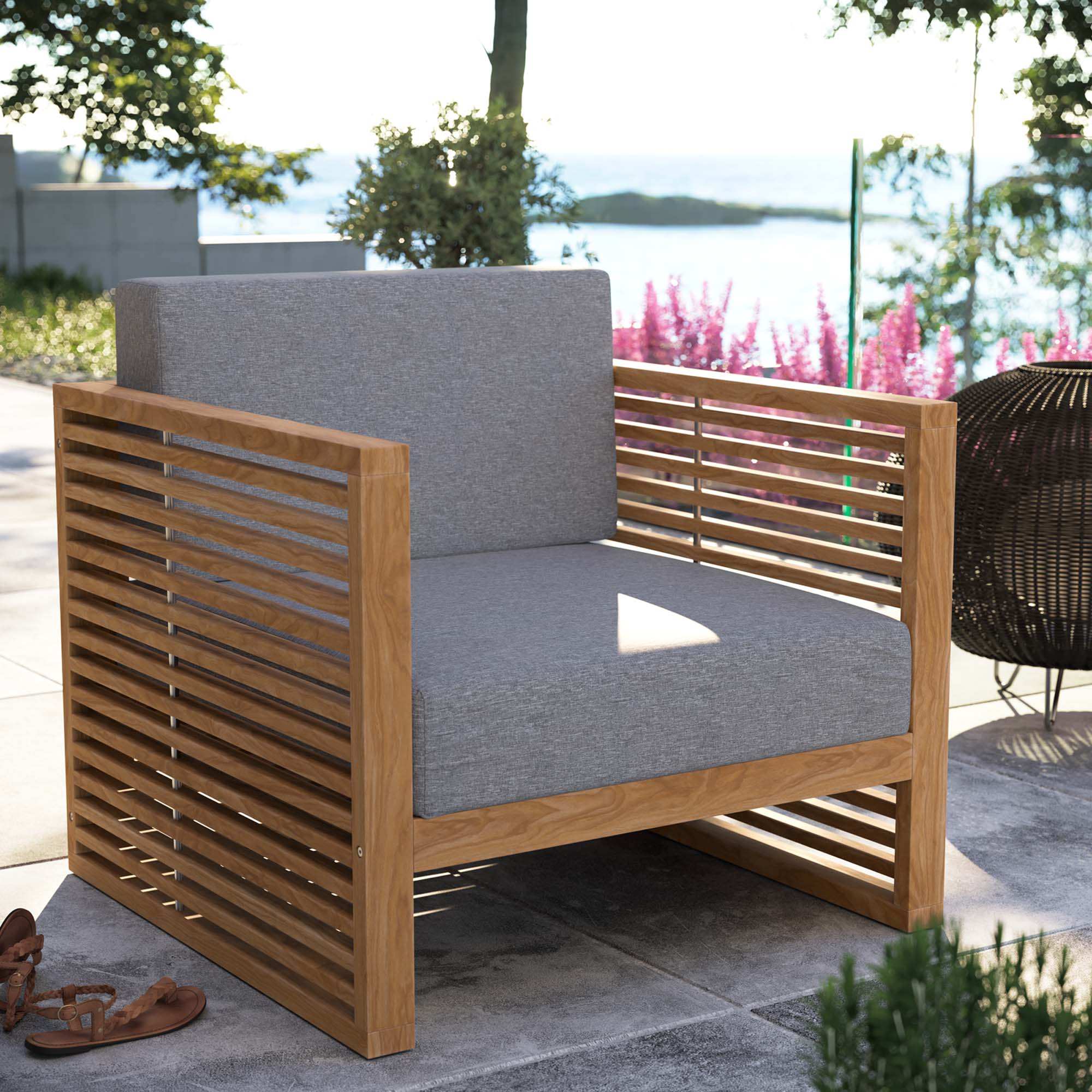 Carlsbad Teak Wood Outdoor Patio Armchair by Modway - Best Buy Furniture