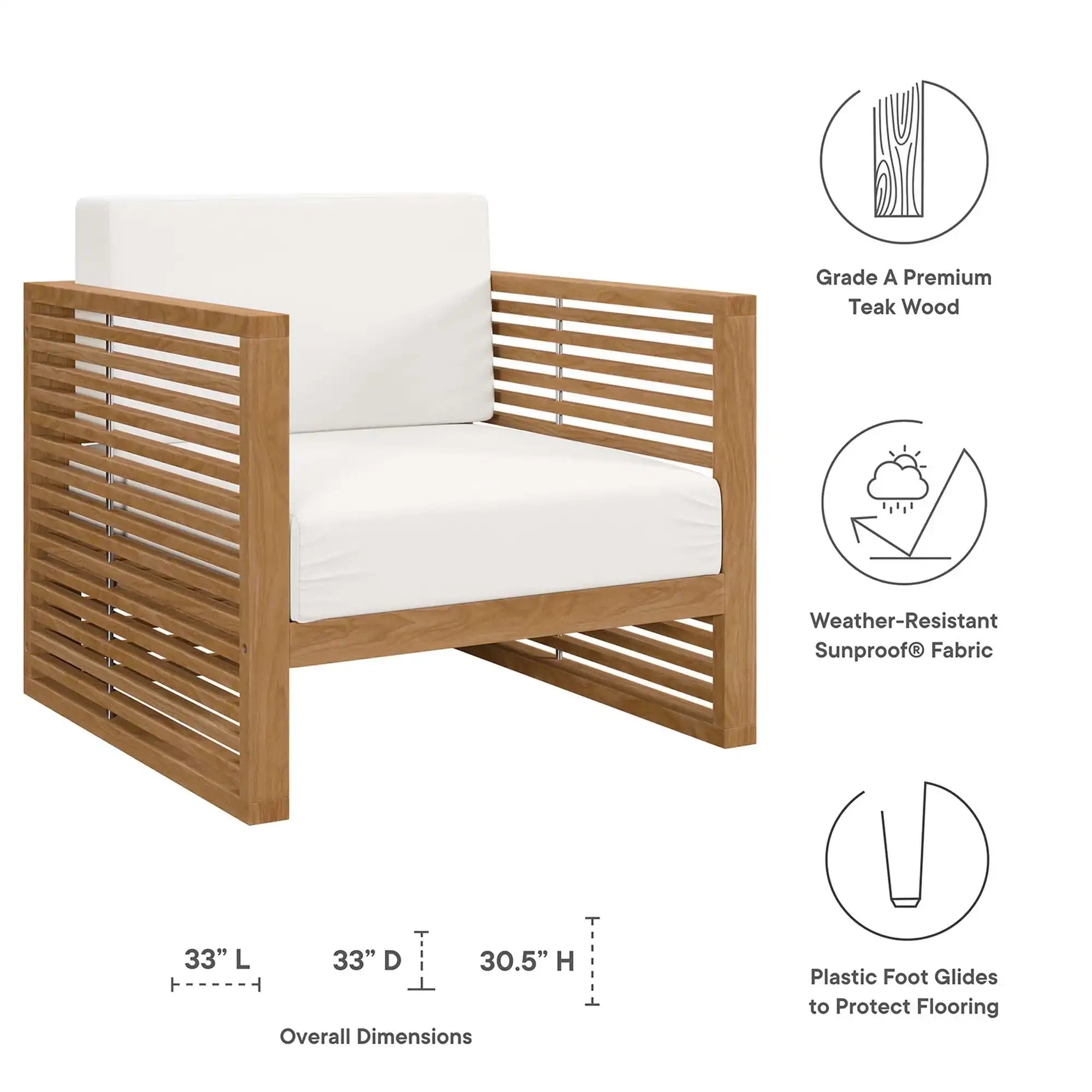 Carlsbad Teak Wood Outdoor Patio Armchair by Modway - Best Buy Furniture