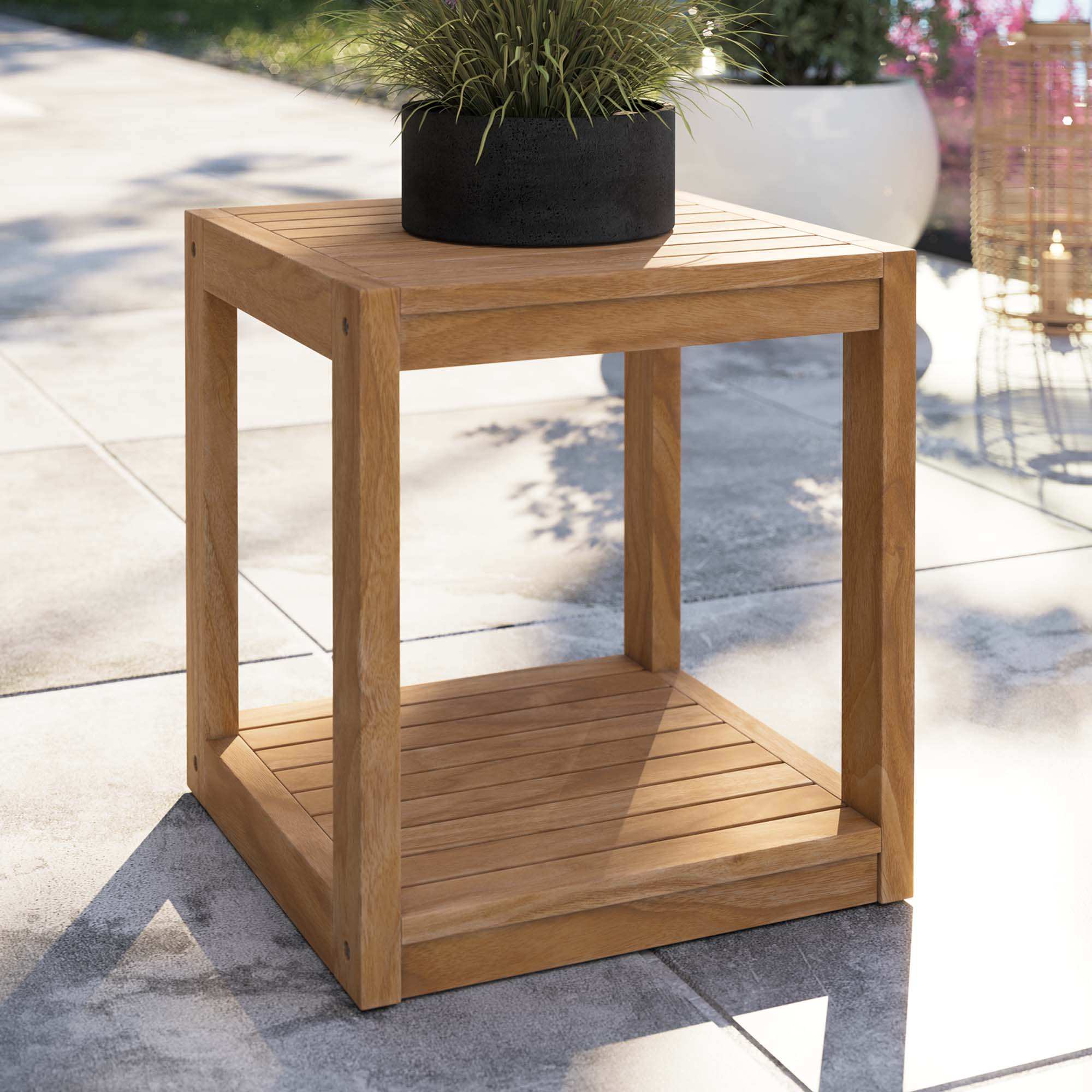 Carlsbad Teak Wood Outdoor Patio Side Table by Modway - Best Buy Furniture