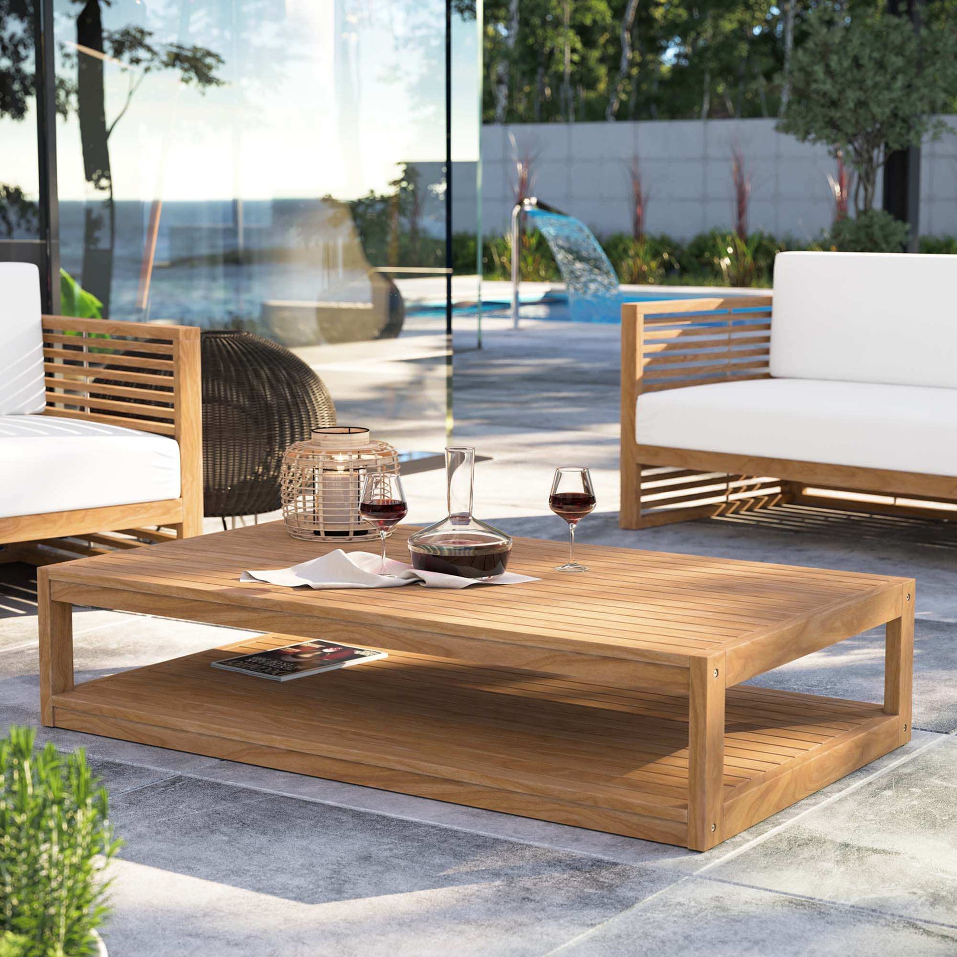 Carlsbad Teak Wood Outdoor Patio Coffee Table by Modway - Best Buy Furniture