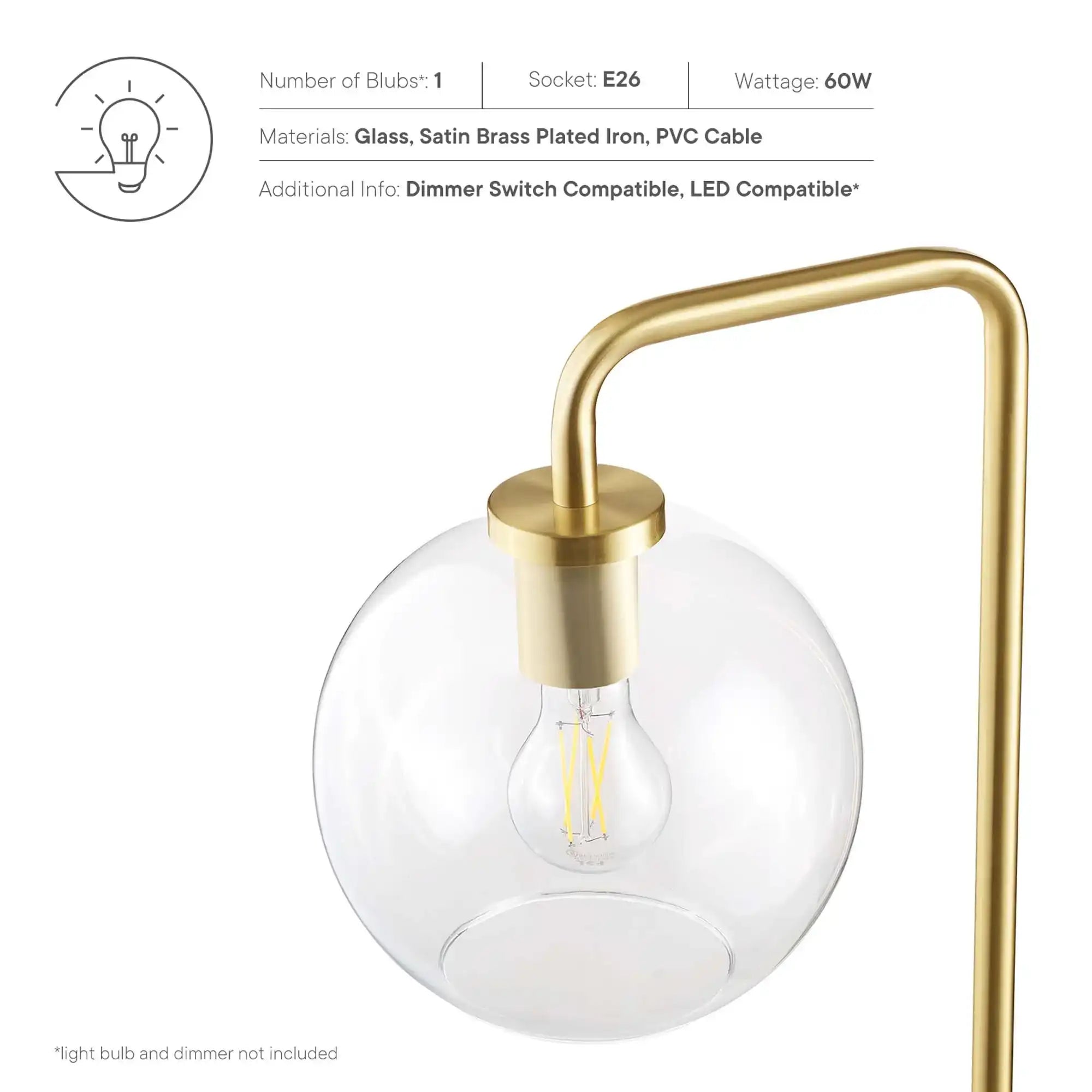 Silo Glass Globe Glass and Metal Floor Lamp by Modway - Best Buy Furniture