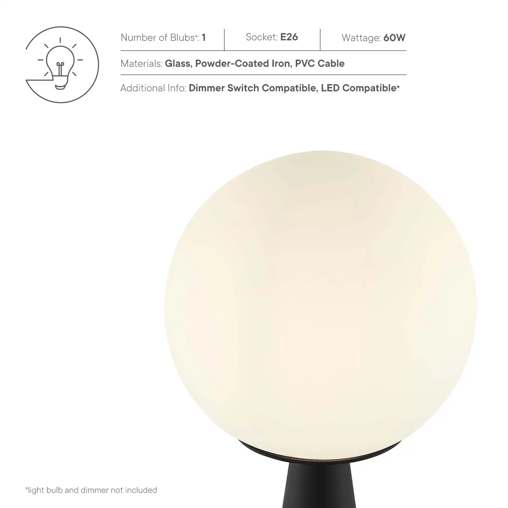Apex Glass Globe Glass Table Lamp by Modway - Best Buy Furniture