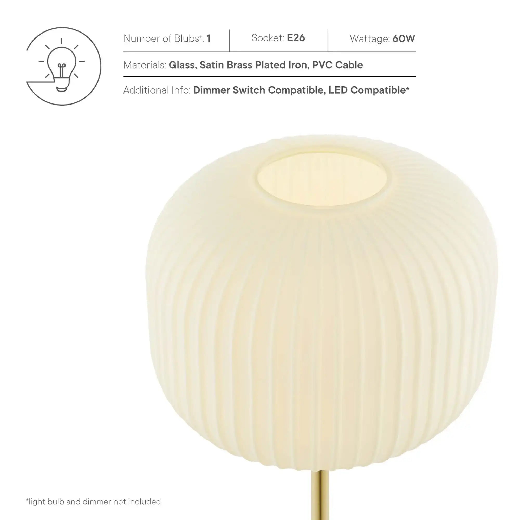 Reprise Glass Sphere Glass and Metal Table Lamp by Modway - Best Buy Furniture