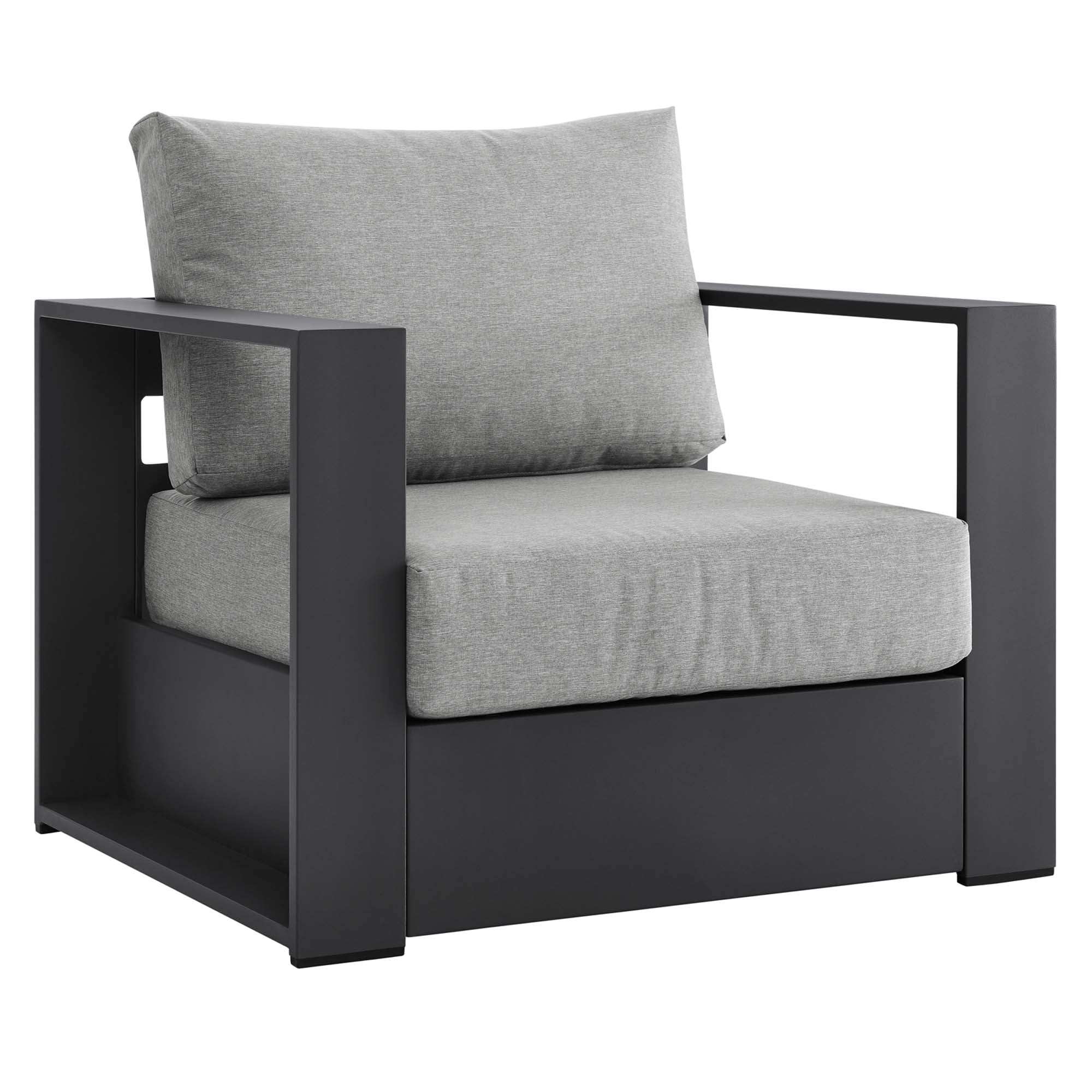 Tahoe Outdoor Patio Powder-Coated Aluminum Armchair in Gray Gray - Best Buy Furniture