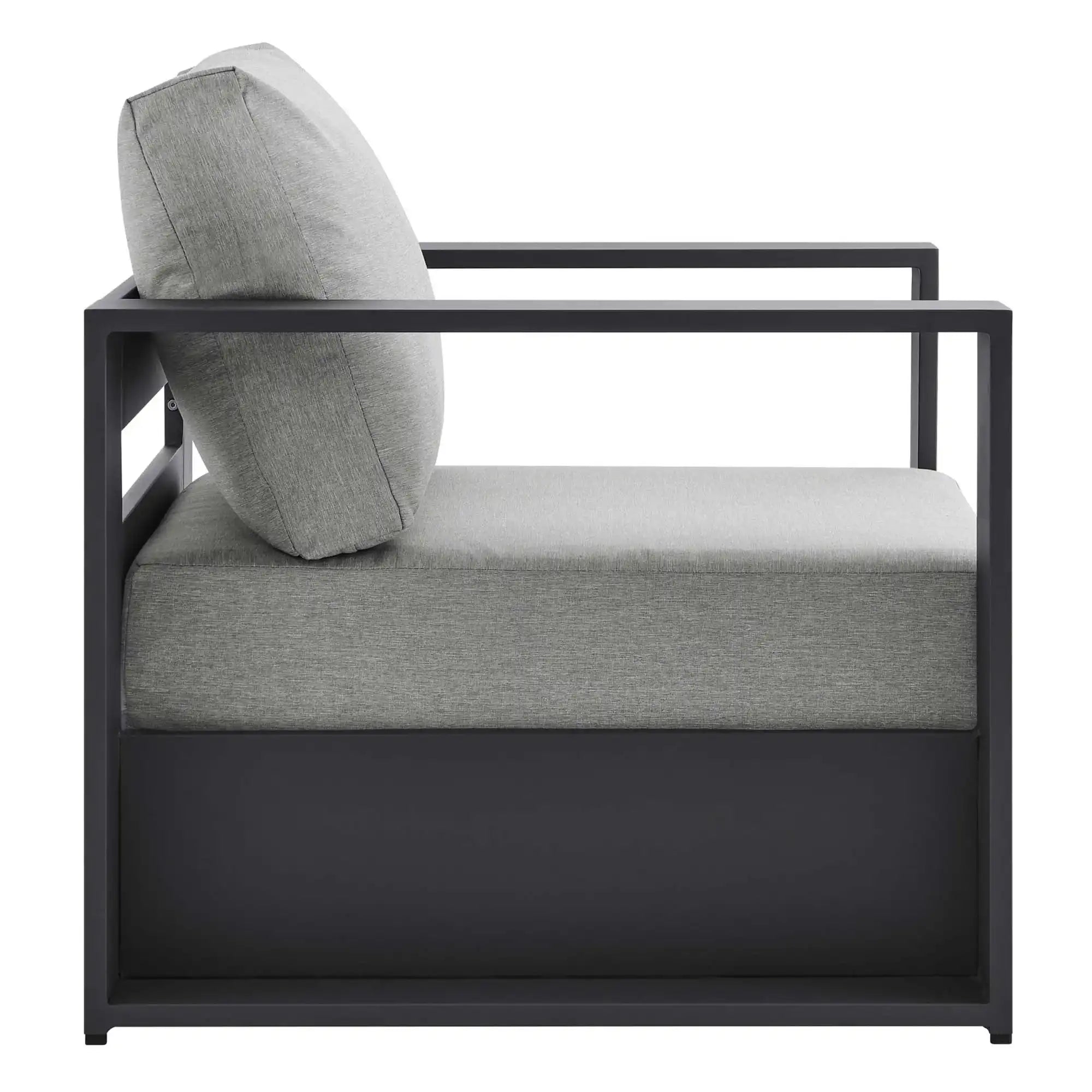 Tahoe Outdoor Patio Powder-Coated Aluminum Armchair in Gray Gray - Best Buy Furniture