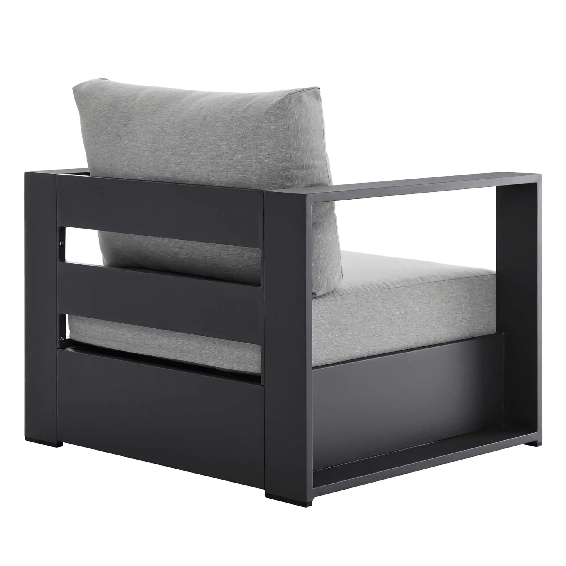 Tahoe Outdoor Patio Powder-Coated Aluminum Armchair in Gray Gray - Best Buy Furniture