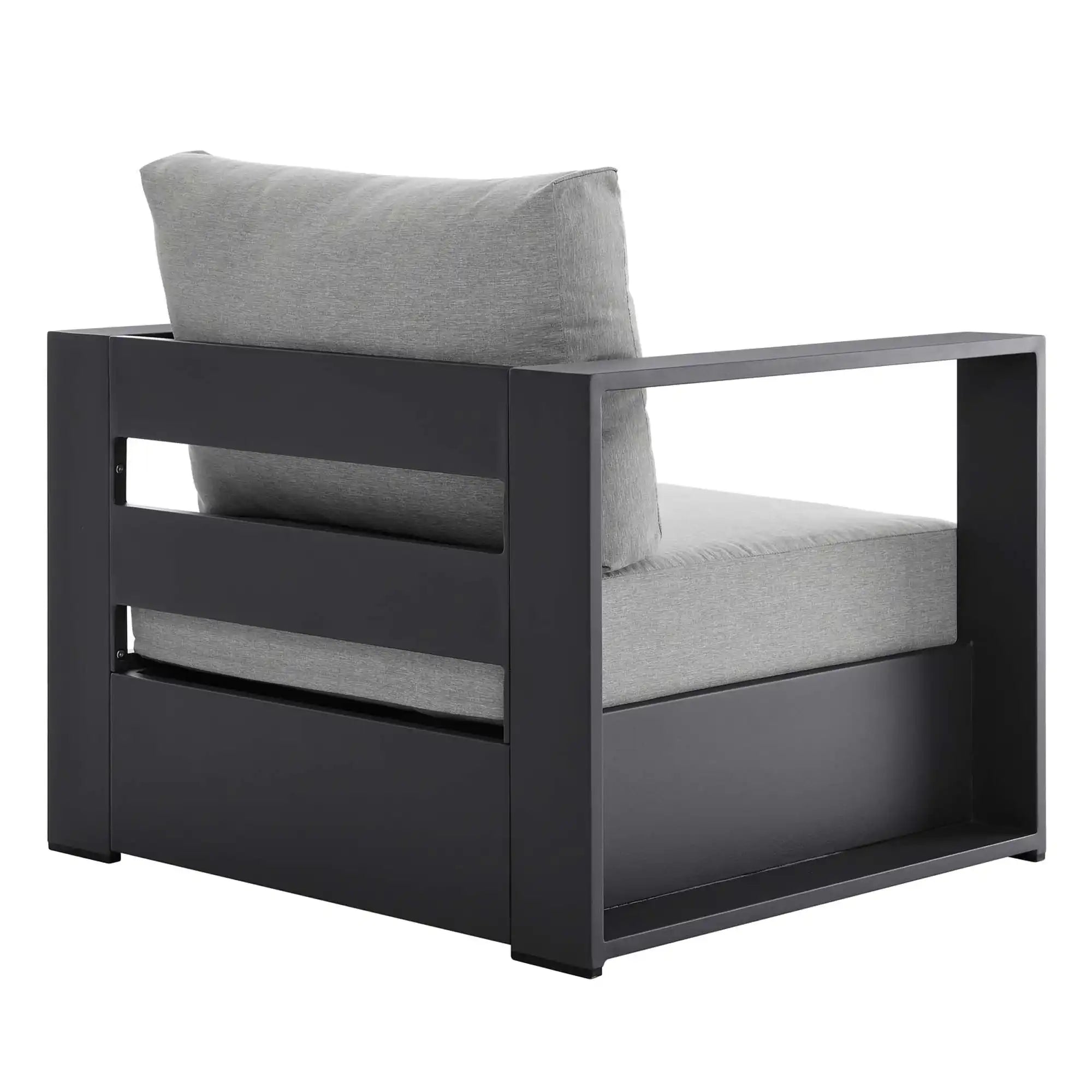 Tahoe Outdoor Patio Powder-Coated Aluminum Armchair in Gray Gray - Best Buy Furniture