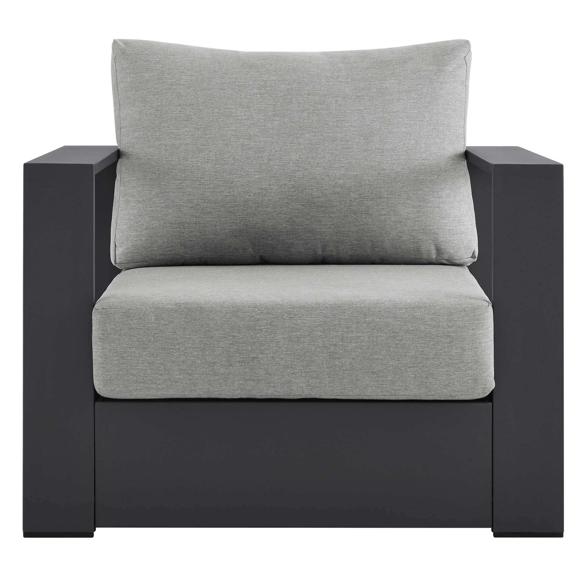 Tahoe Outdoor Patio Powder-Coated Aluminum Armchair in Gray Gray - Best Buy Furniture