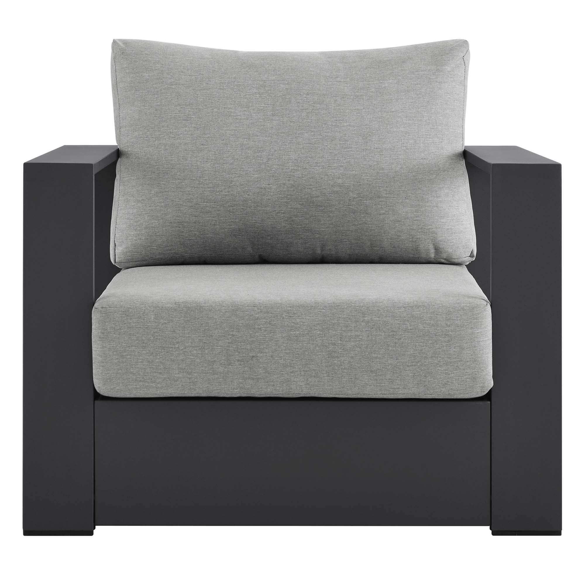 Tahoe Outdoor Patio Powder-Coated Aluminum Armchair in Gray Gray - Best Buy Furniture