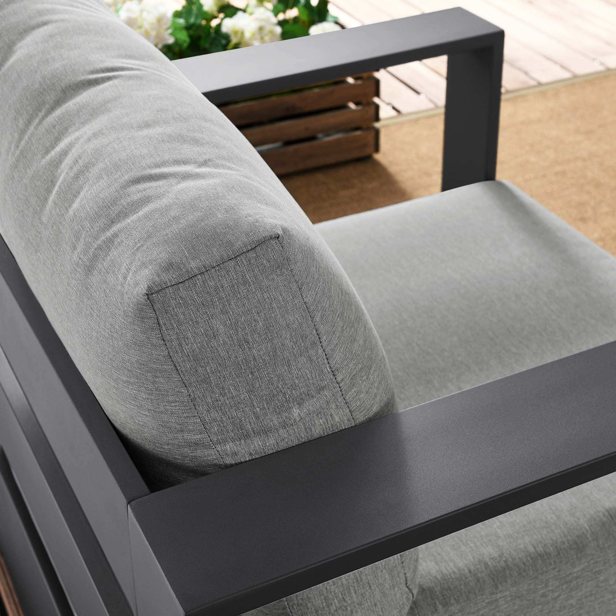 Tahoe Outdoor Patio Powder-Coated Aluminum Armchair in Gray Gray - Best Buy Furniture