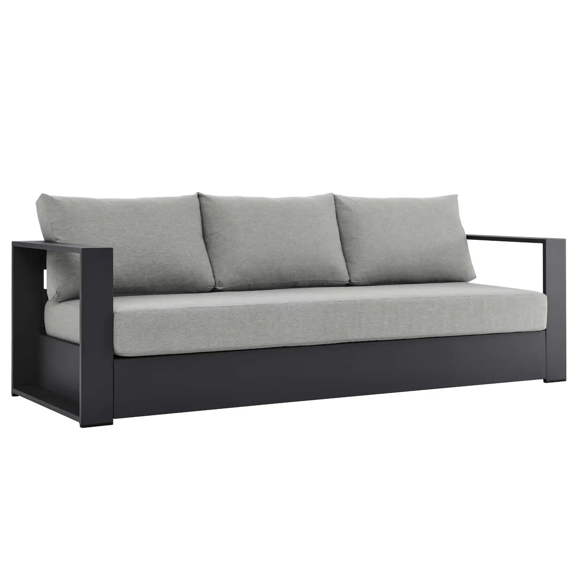 Tahoe Outdoor Patio Powder-Coated Aluminum Sofa in Gray - Best Buy Furniture