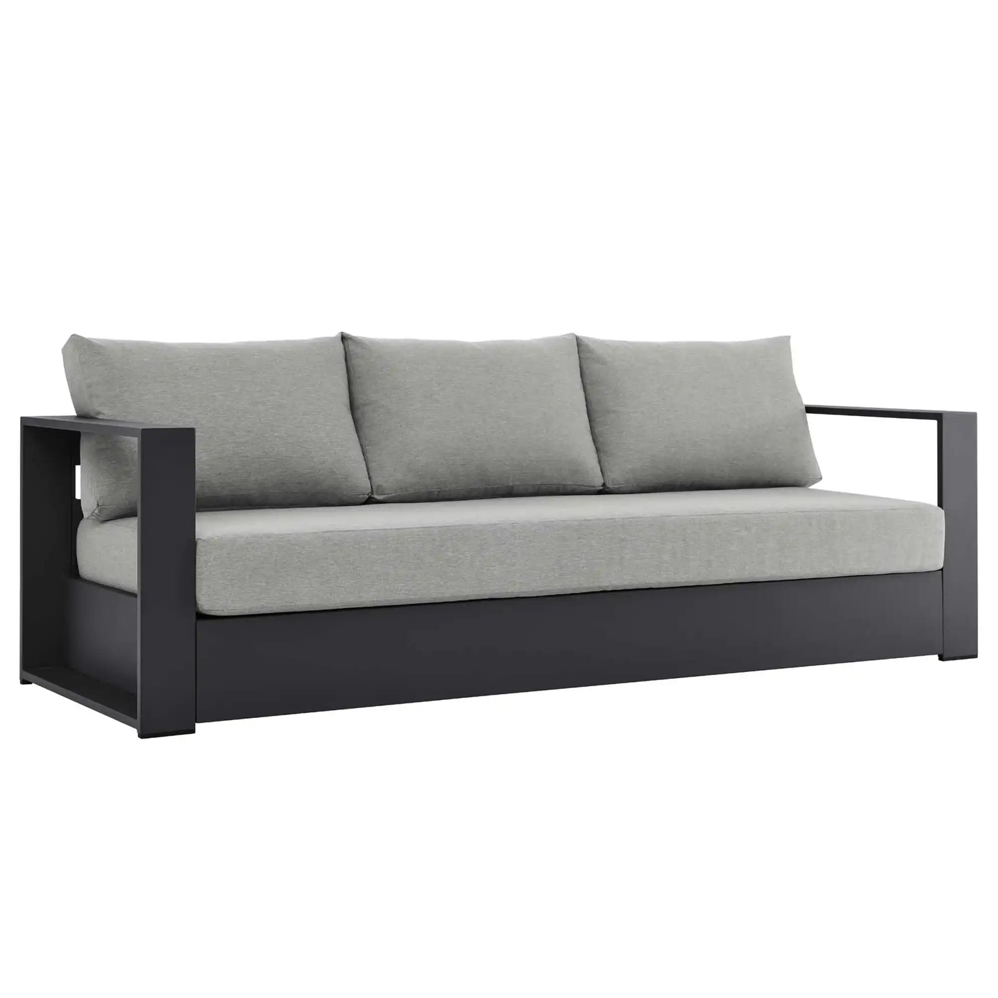 Tahoe Outdoor Patio Powder-Coated Aluminum Sofa in Gray - Best Buy Furniture