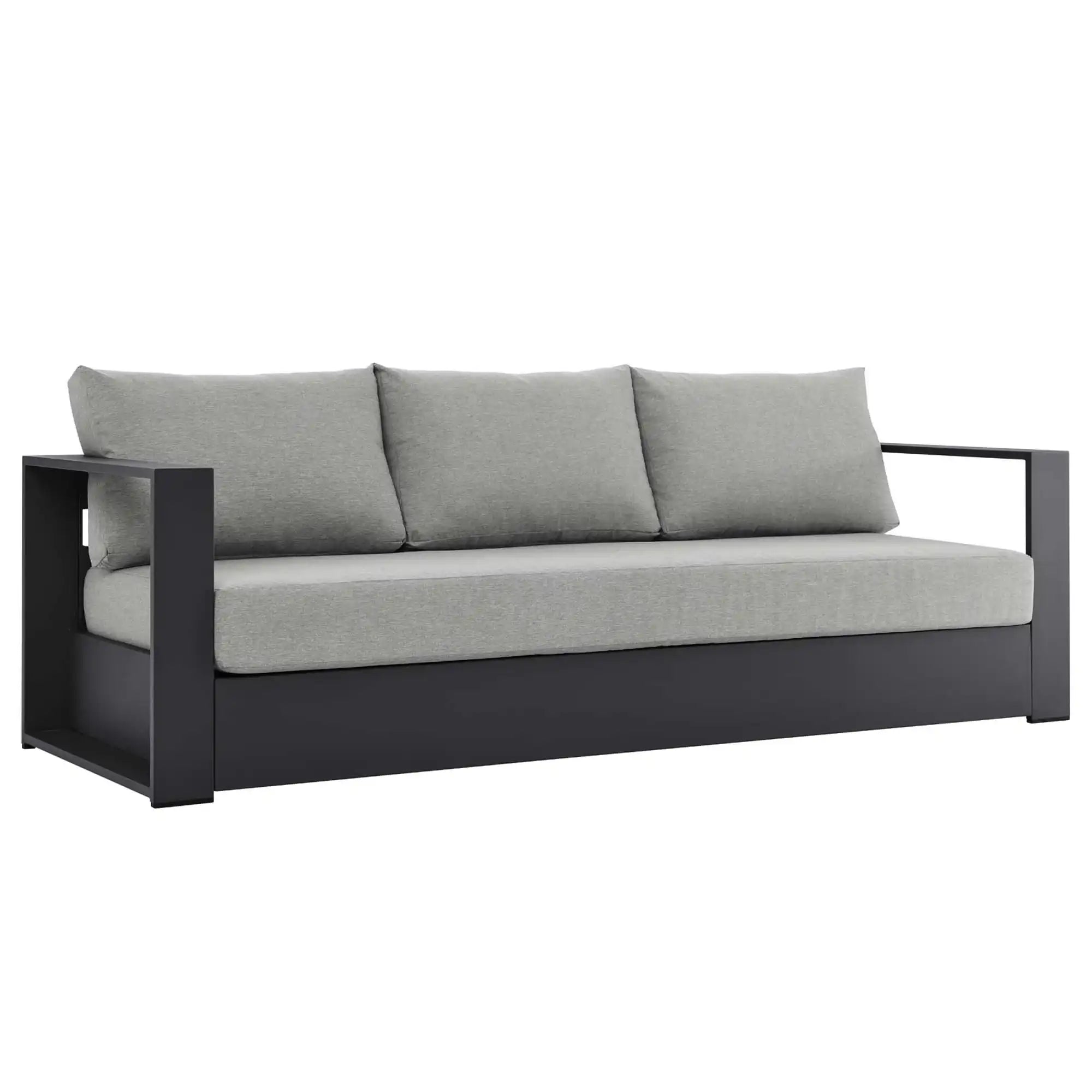 Tahoe Outdoor Patio Powder-Coated Aluminum Sofa in Gray - Best Buy Furniture