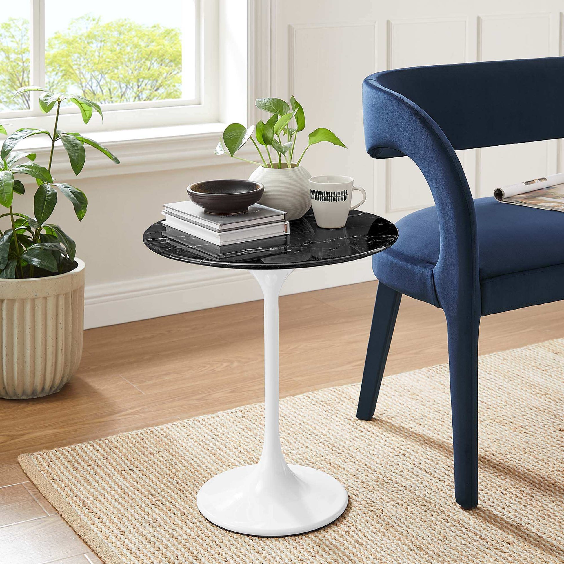 Lippa 20" Round Faux Marble Side Table by Modway - Best Buy Furniture