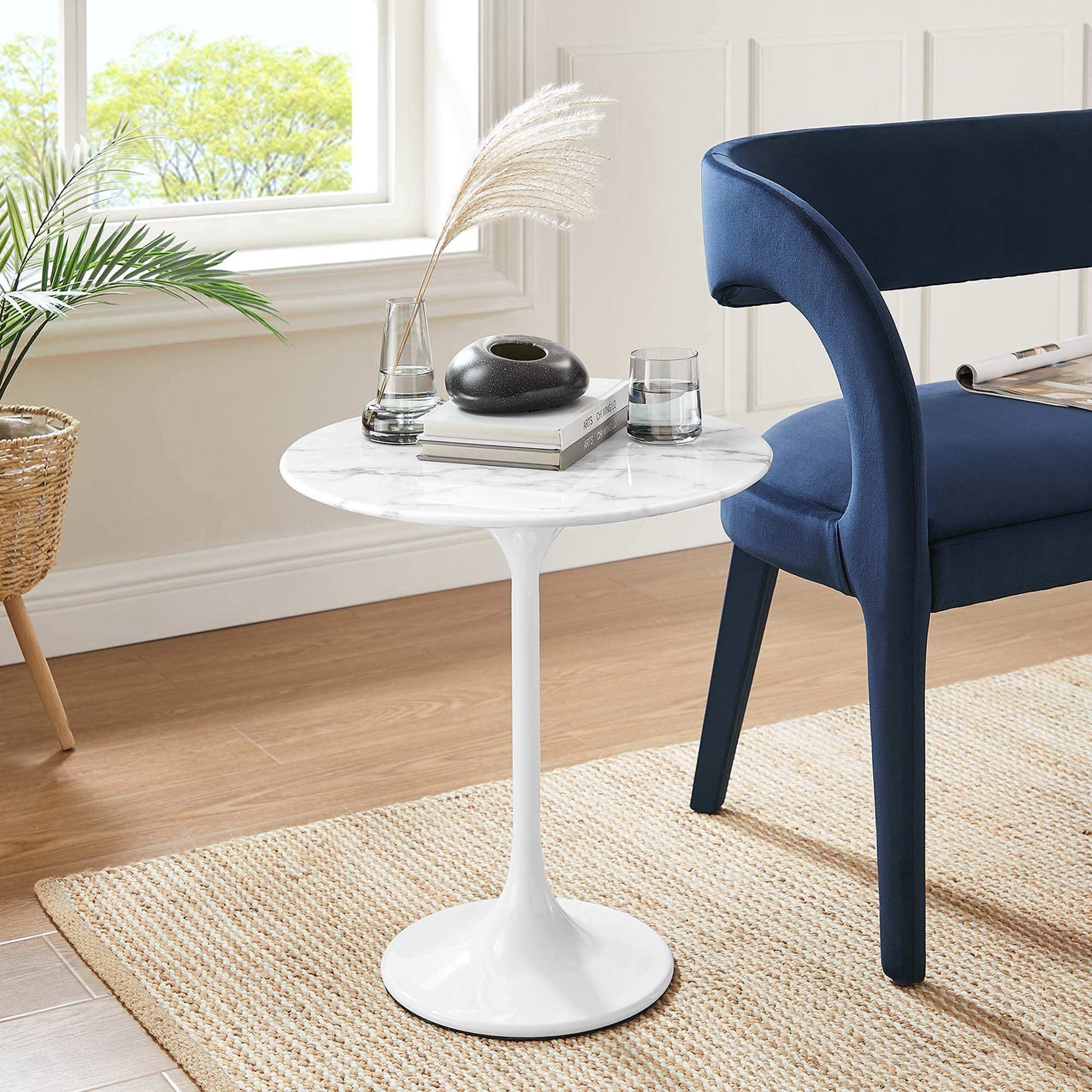 Lippa 20" Round Faux Marble Side Table by Modway - Best Buy Furniture