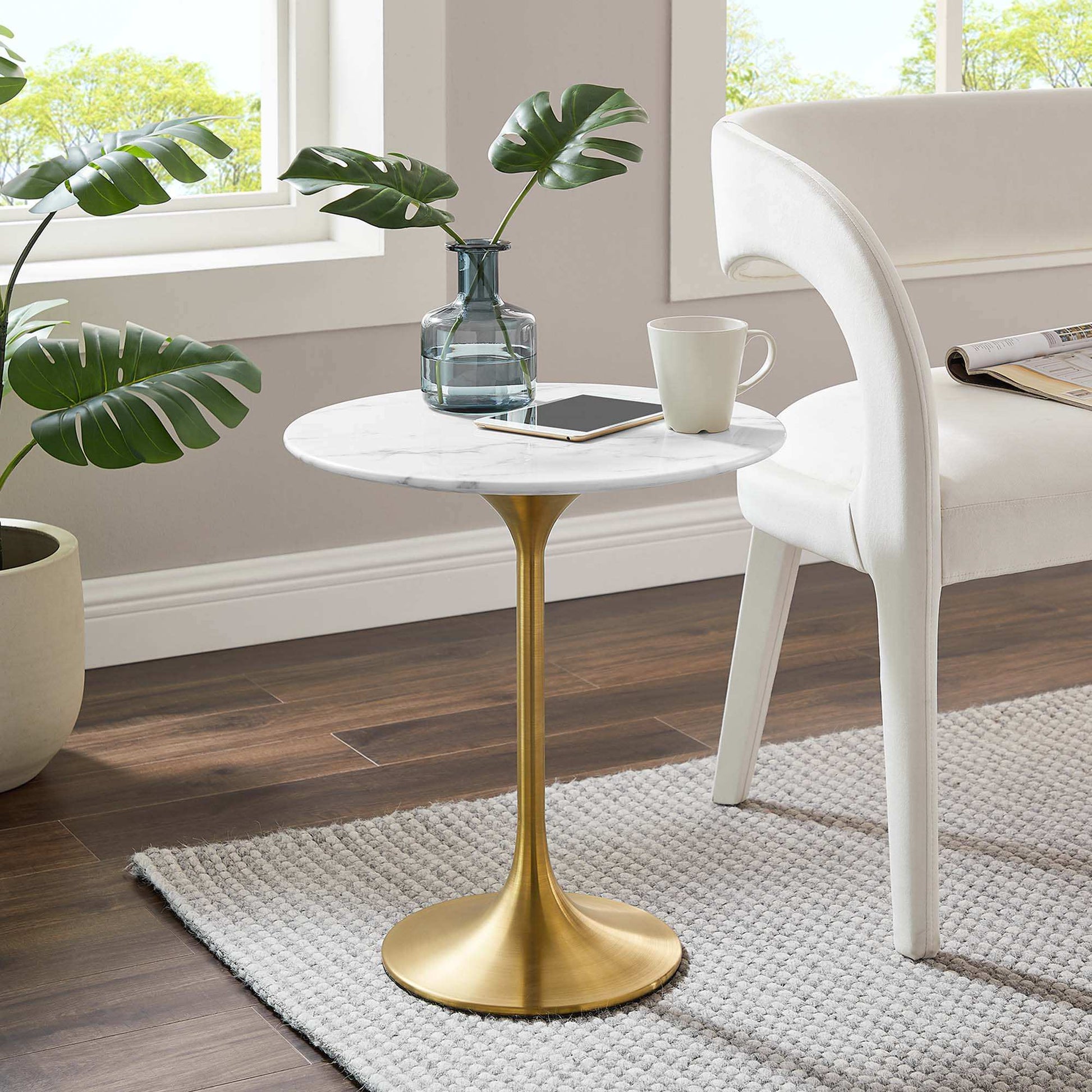 Lippa 20" Round Faux Marble Side Table by Modway - Best Buy Furniture