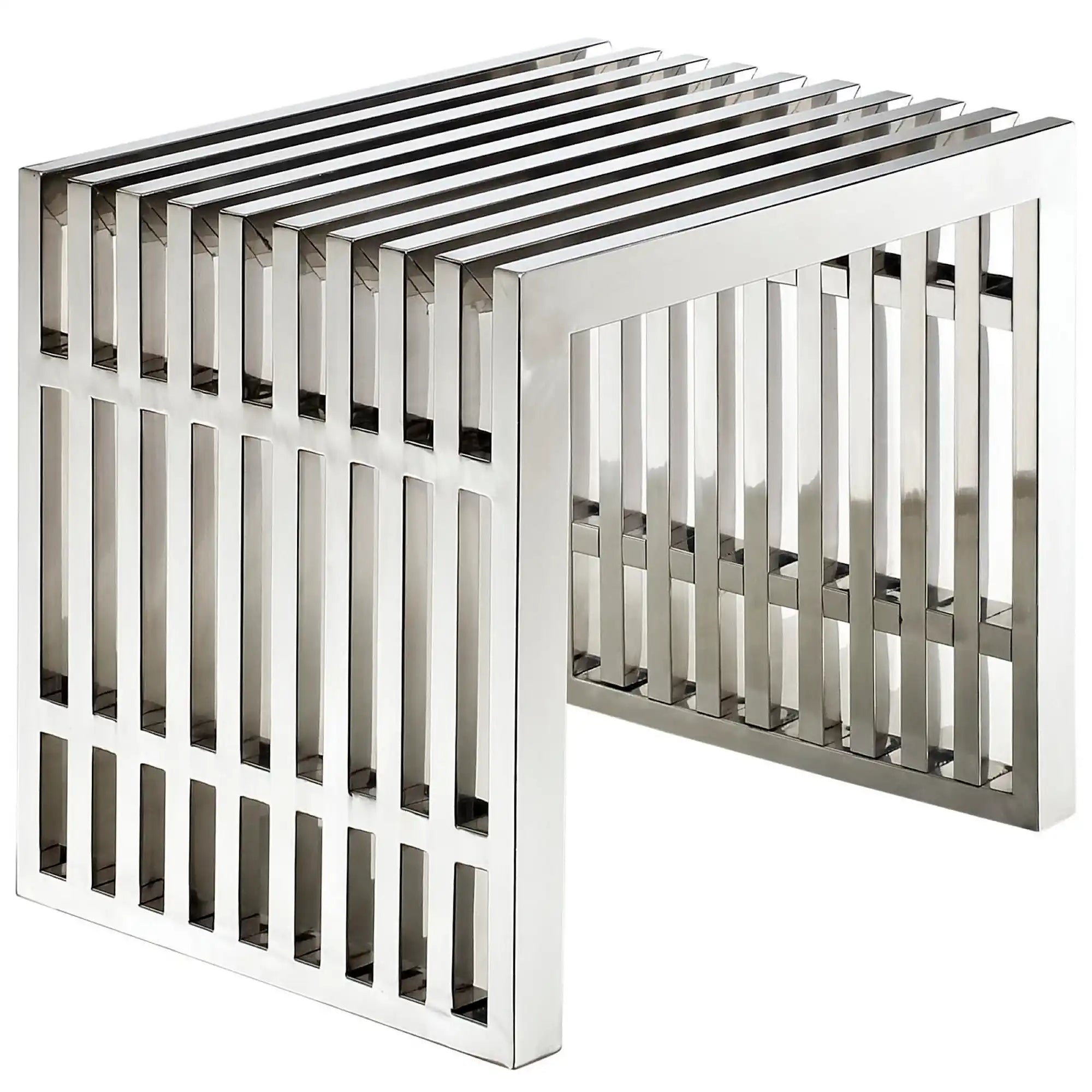 Gridiron Small Stainless Steel Bench by Modway - Best Buy Furniture