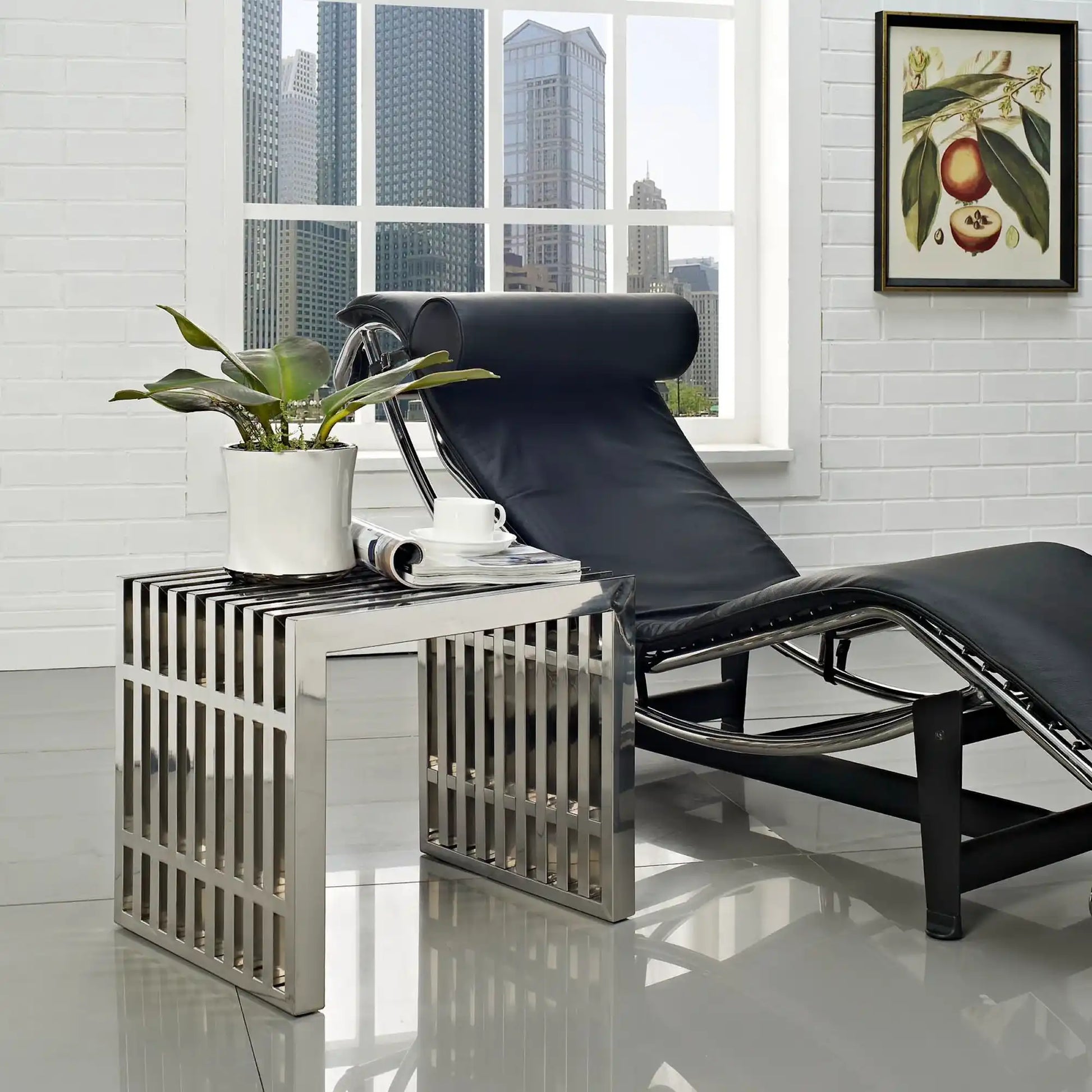 Gridiron Small Stainless Steel Bench by Modway - Best Buy Furniture