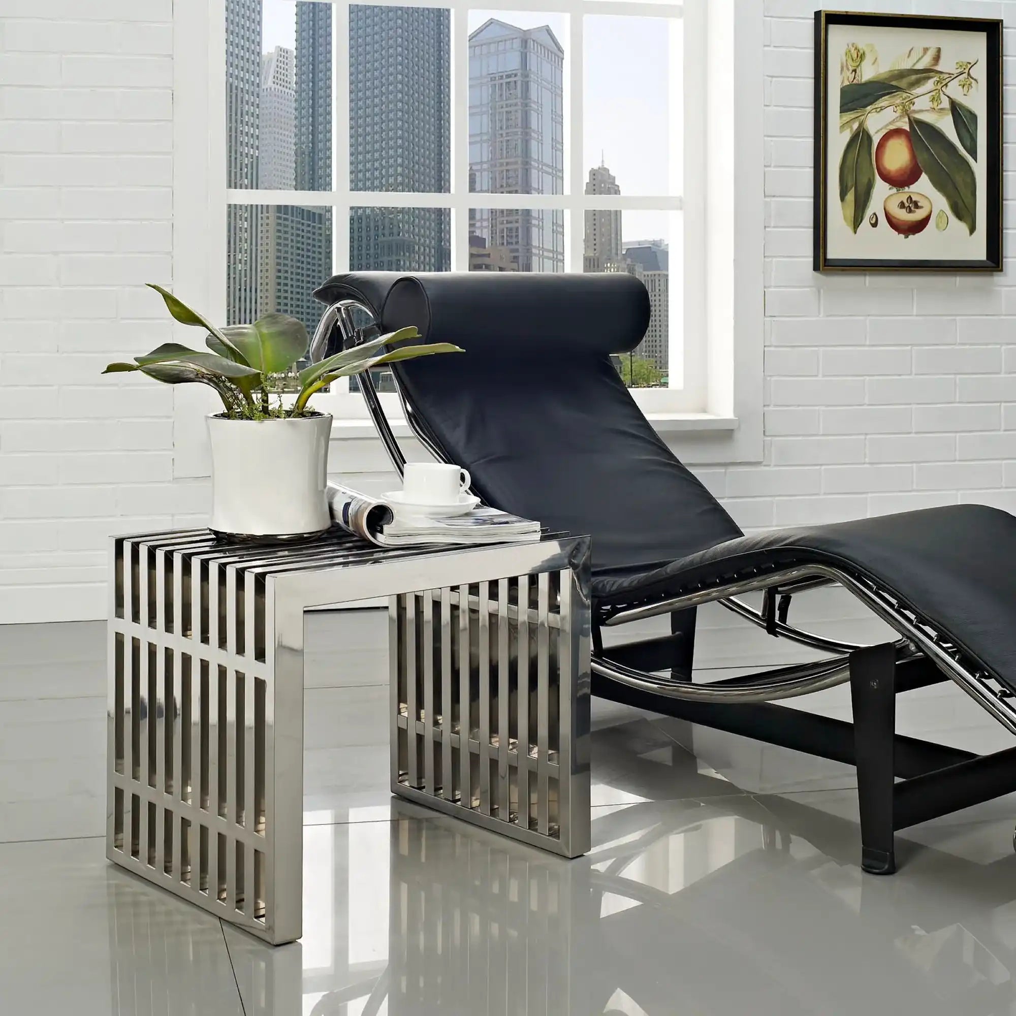 Gridiron Small Stainless Steel Bench by Modway - Best Buy Furniture