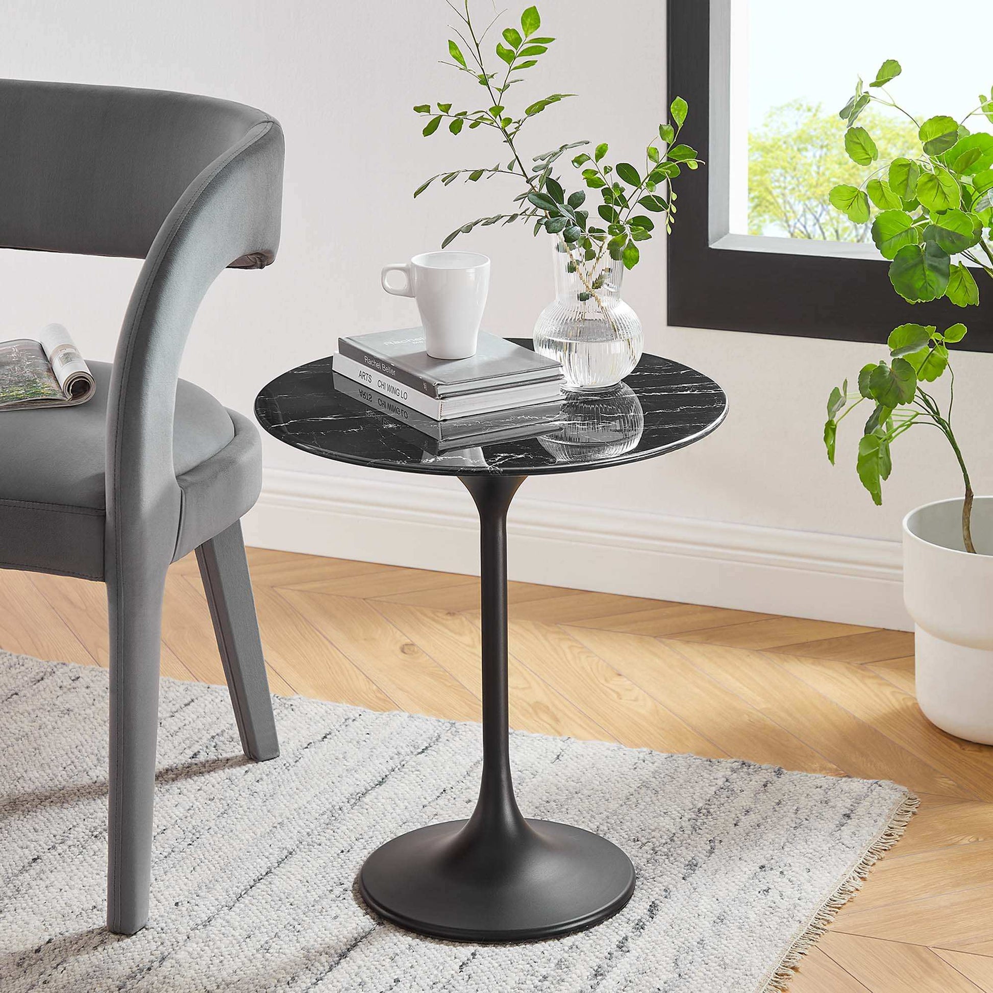 Lippa 20" Round Faux Marble Side Table by Modway - Best Buy Furniture