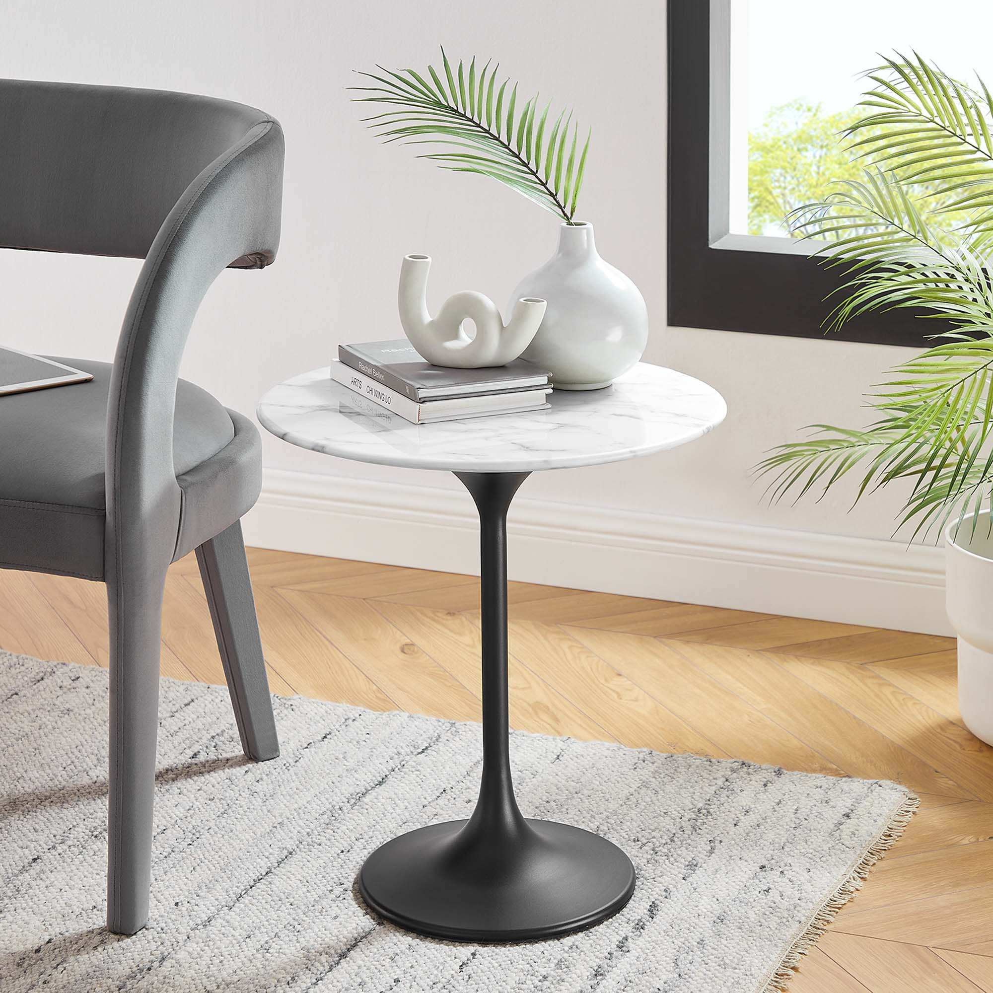 Lippa 20" Round Faux Marble Side Table by Modway - Best Buy Furniture