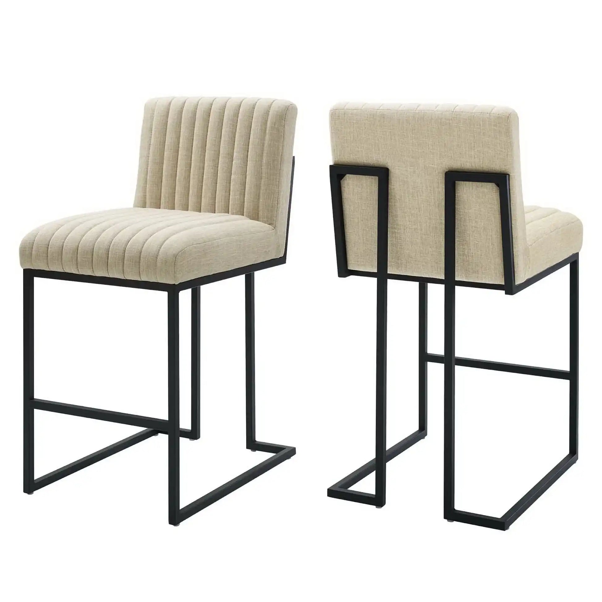 Indulge Channel Tufted Fabric Counter Stools Set of 2 by Modway - Best Buy Furniture