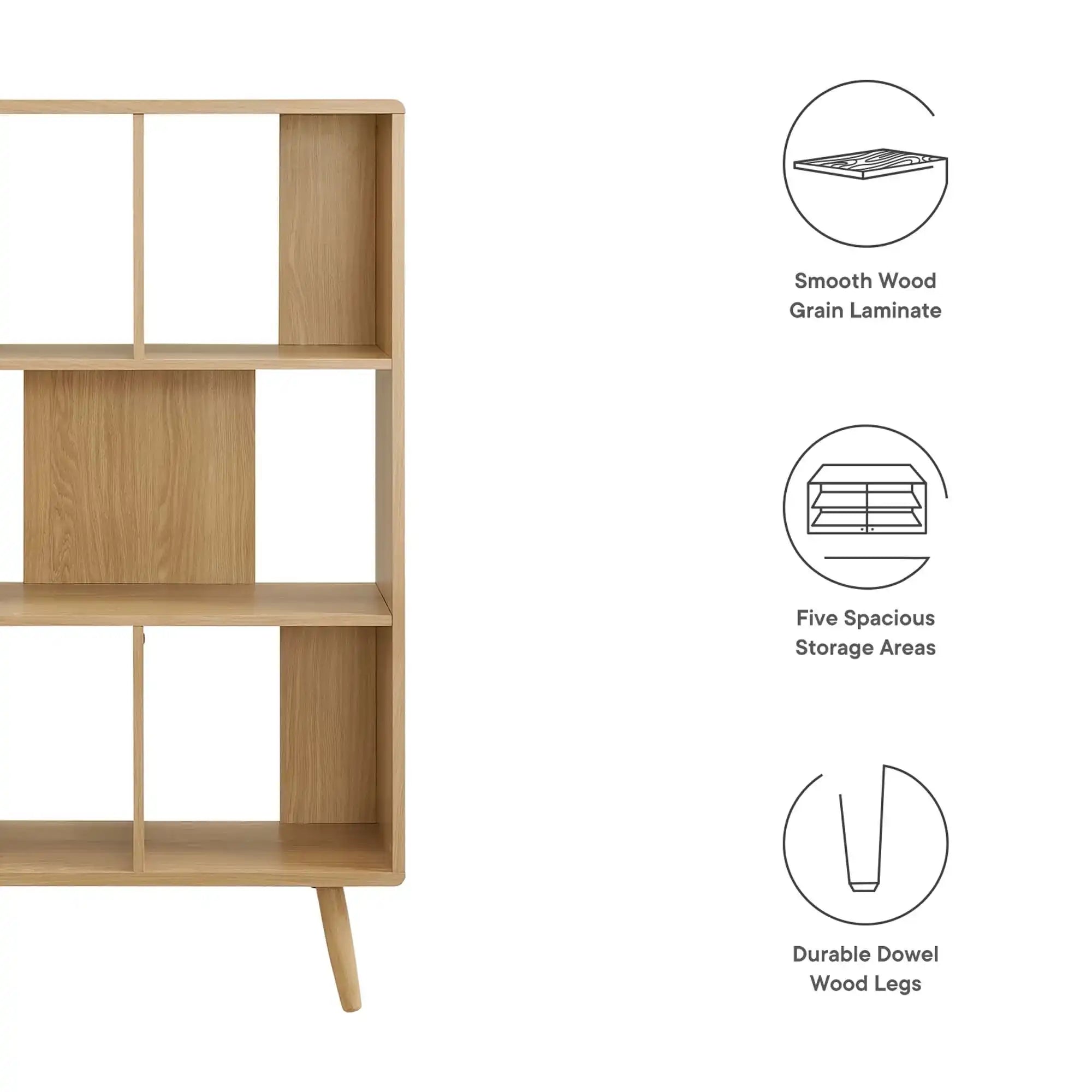 Transmit 5 Shelf Wood Grain Bookcase by Modway - Best Buy Furniture