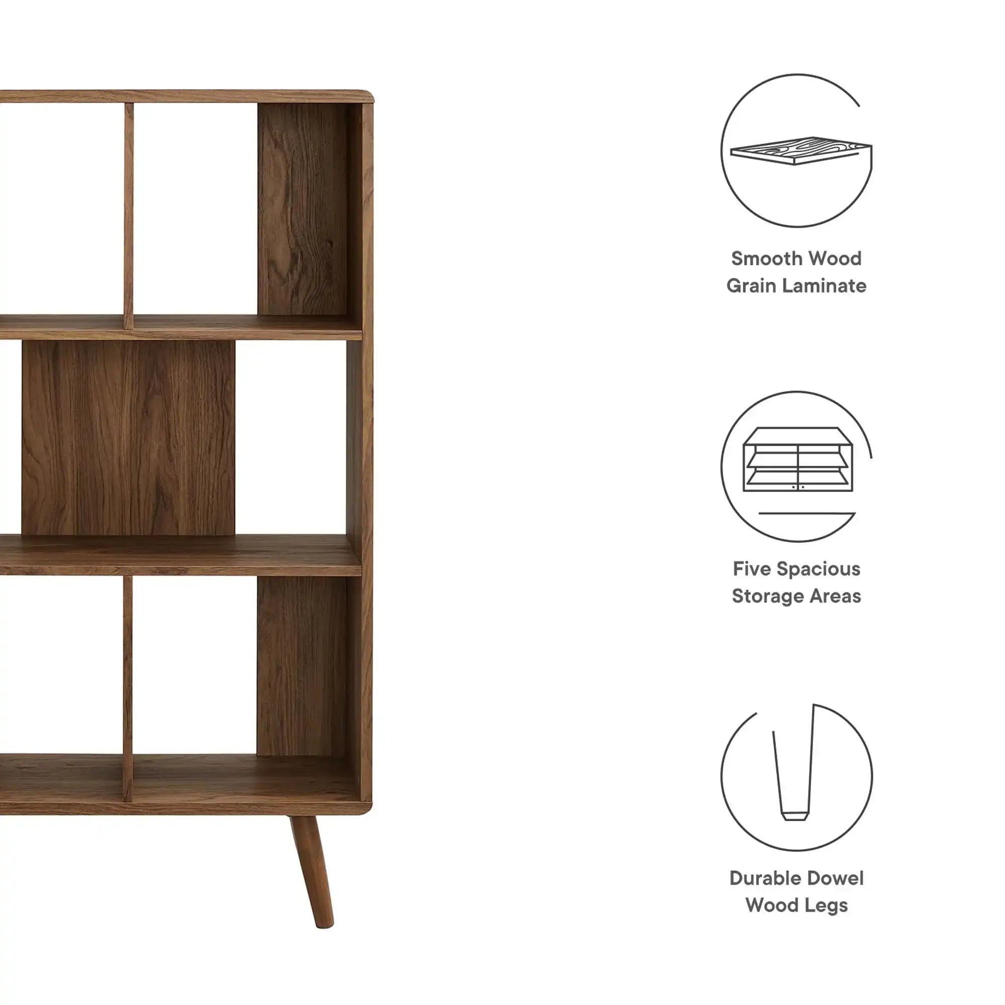 Transmit 5 Shelf Wood Grain Bookcase by Modway - Best Buy Furniture