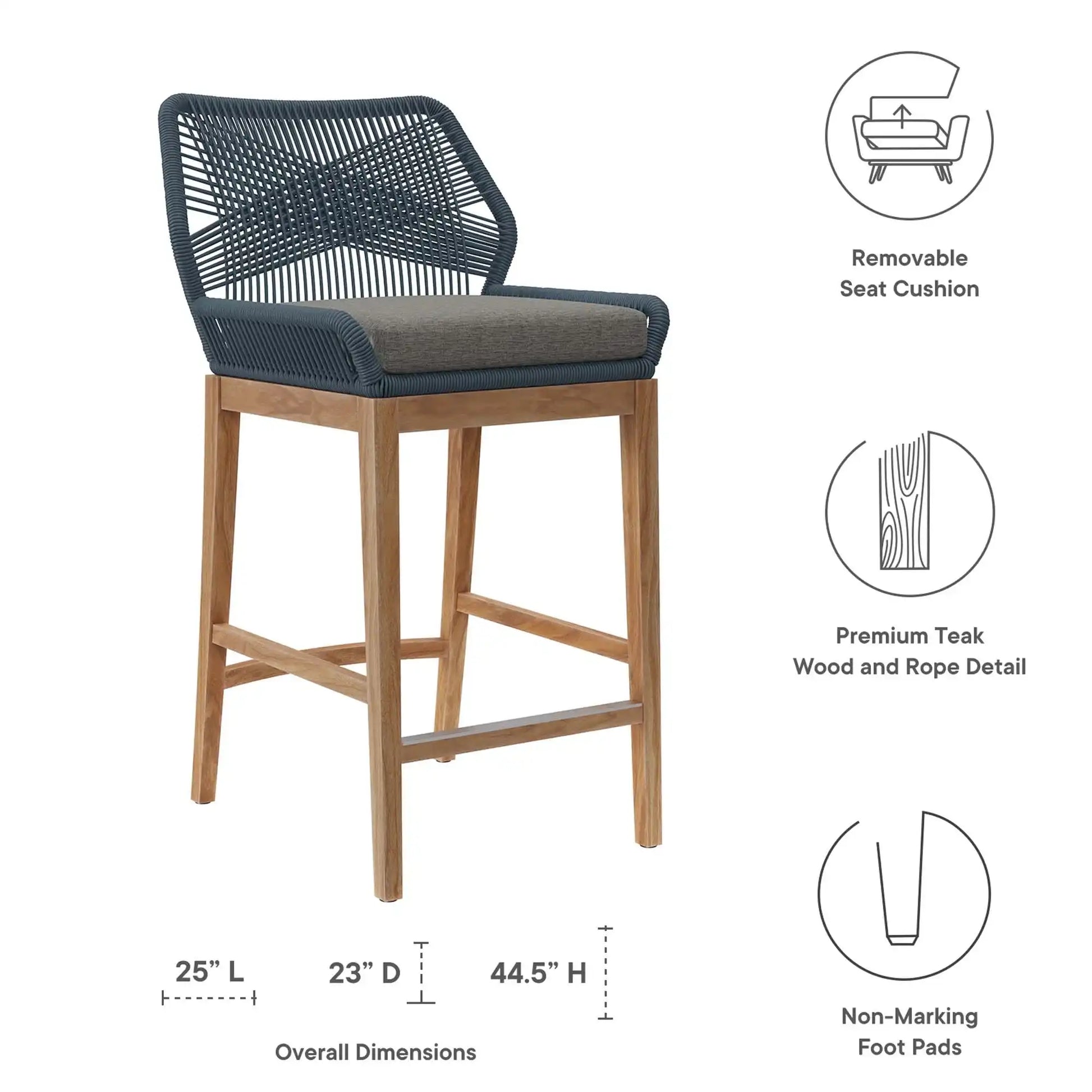 Wellspring Outdoor Patio Teak Wood Bar Stool by Modway - Best Buy Furniture