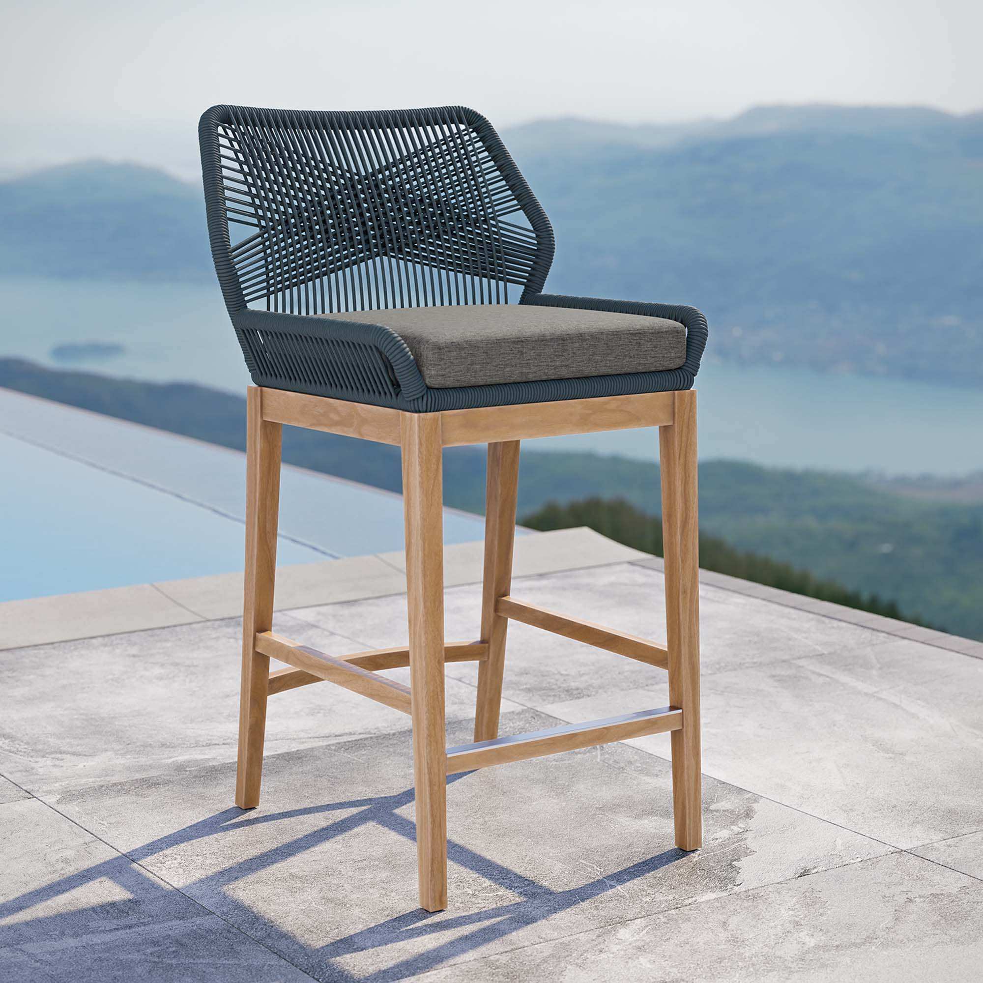 Wellspring Outdoor Patio Teak Wood Bar Stool by Modway - Best Buy Furniture
