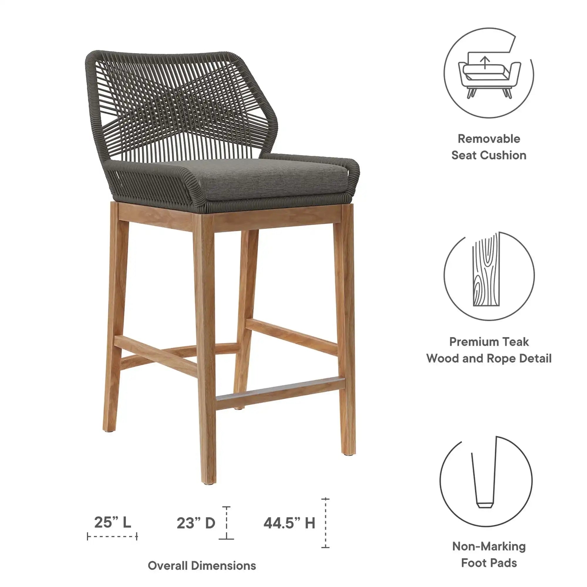 Wellspring Outdoor Patio Teak Wood Bar Stool by Modway - Best Buy Furniture