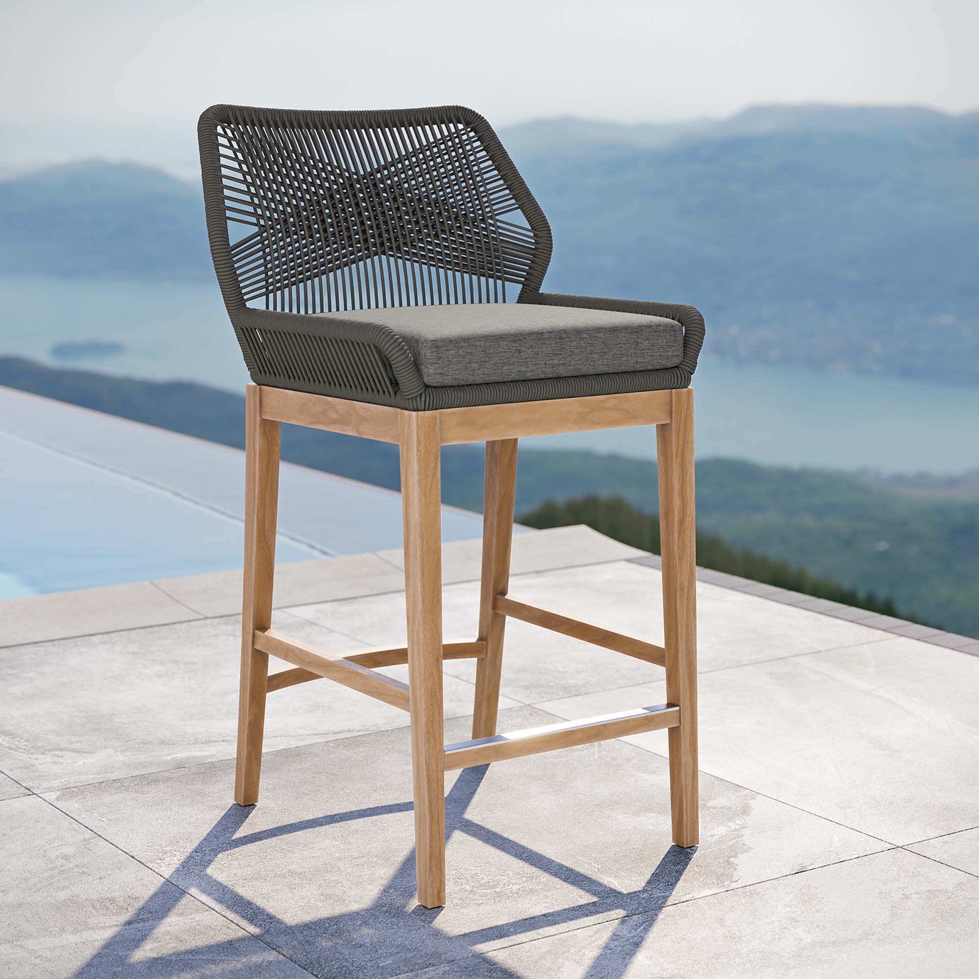 Wellspring Outdoor Patio Teak Wood Bar Stool by Modway - Best Buy Furniture