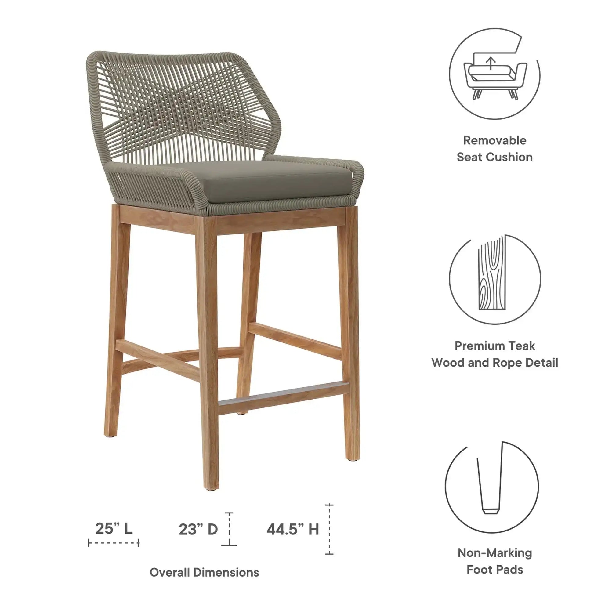 Wellspring Outdoor Patio Teak Wood Bar Stool by Modway - Best Buy Furniture