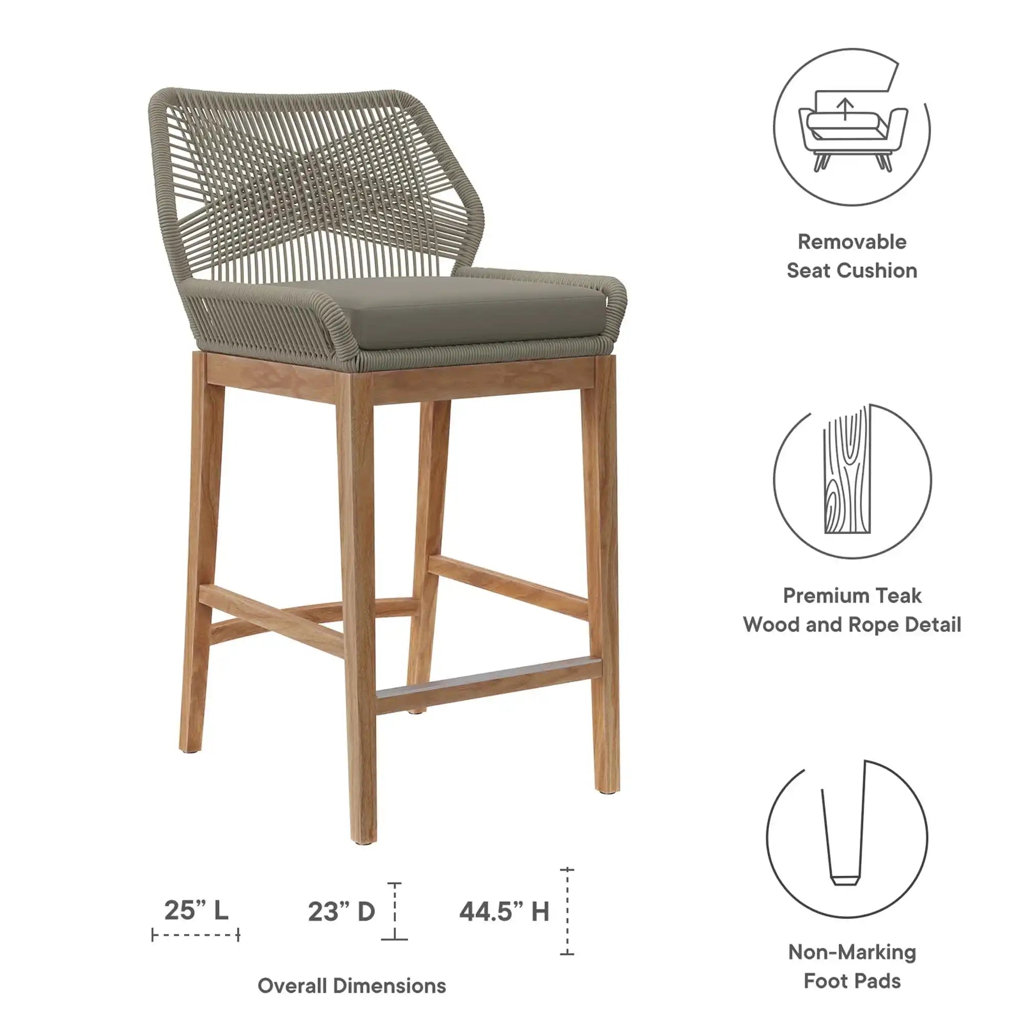 Wellspring Outdoor Patio Teak Wood Bar Stool by Modway - Best Buy Furniture