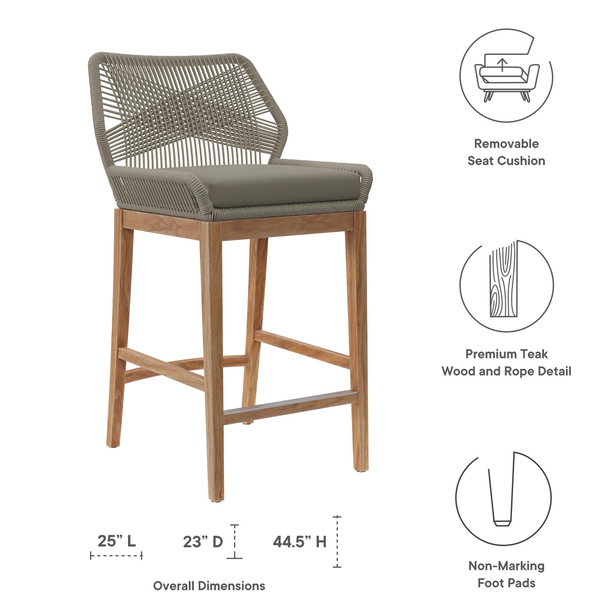 Wellspring 3-Piece Outdoor Patio Teak Wood Bar Set by Modway - Best Buy Furniture