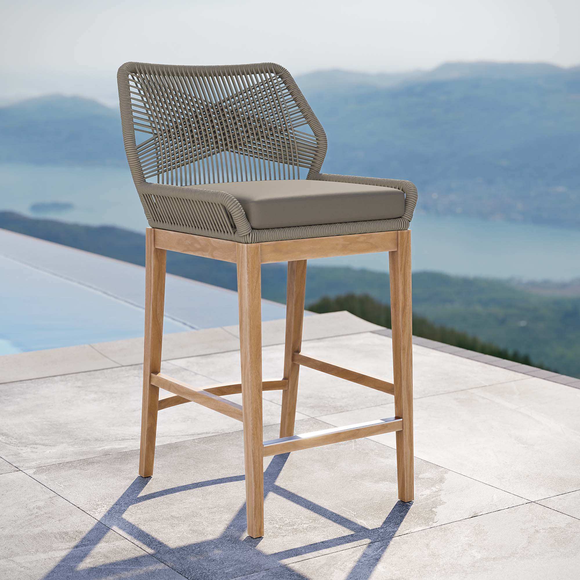 Wellspring Outdoor Patio Teak Wood Bar Stool by Modway - Best Buy Furniture