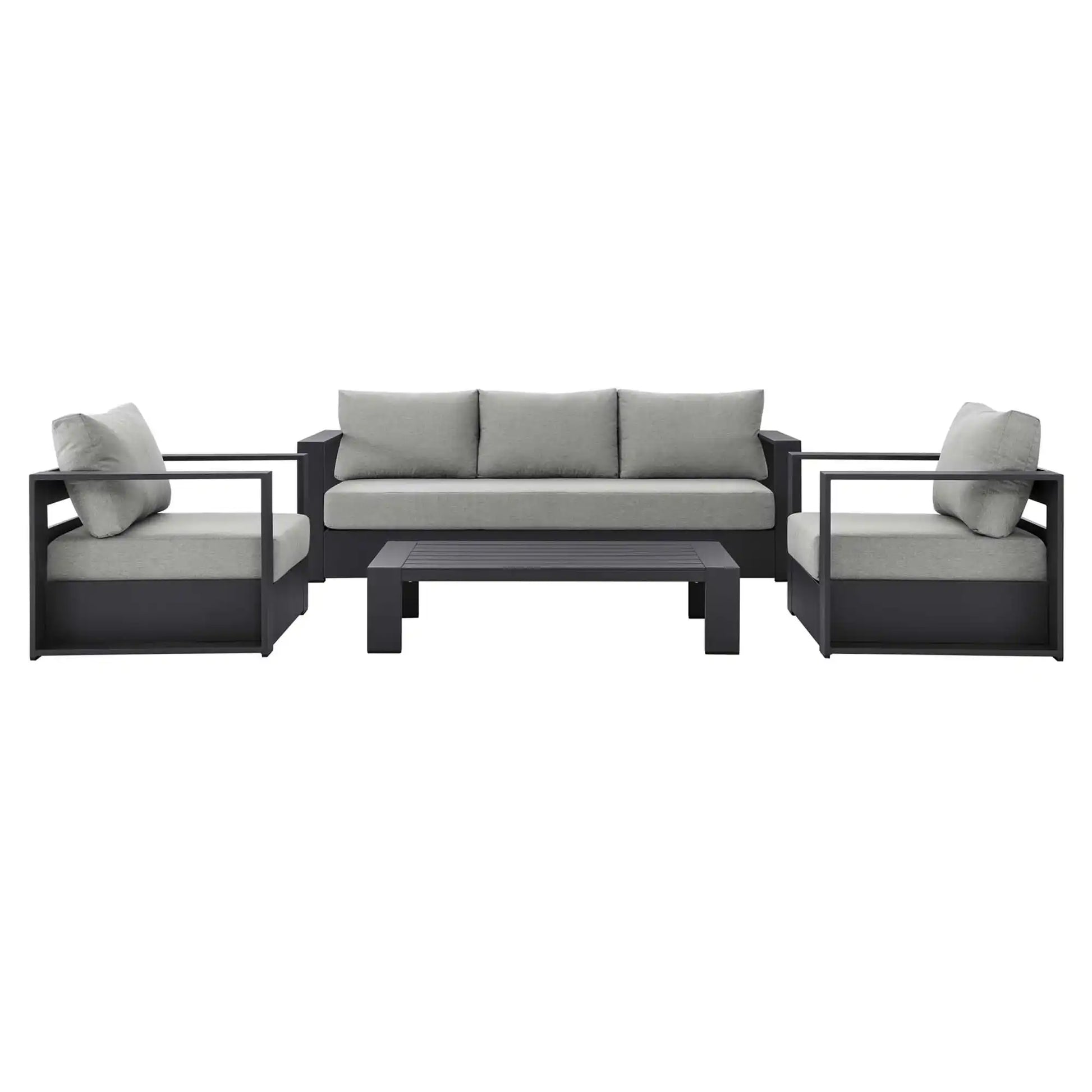 Tahoe 4-Piece Outdoor Patio Powder-Coated Aluminum Set in Gray Gray - Best Buy Furniture