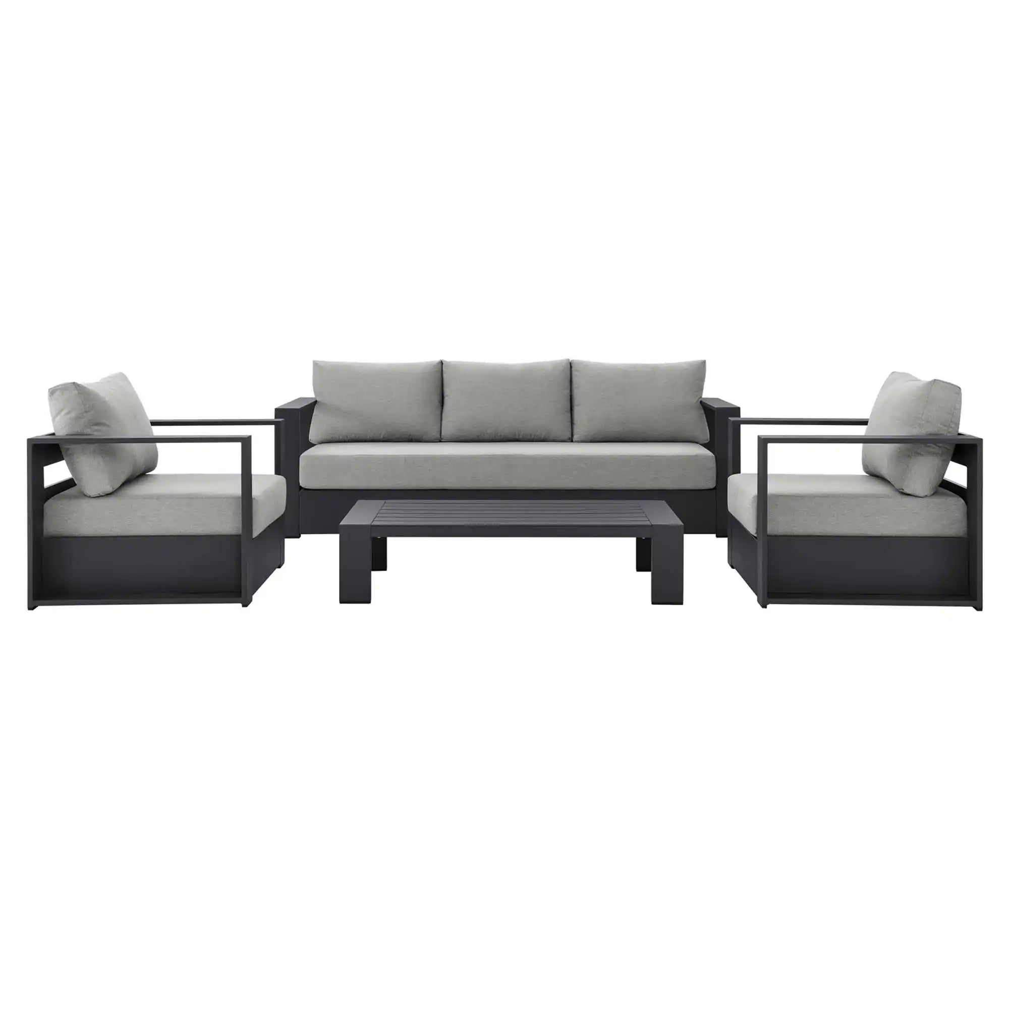 Tahoe 4-Piece Outdoor Patio Powder-Coated Aluminum Set in Gray Gray - Best Buy Furniture