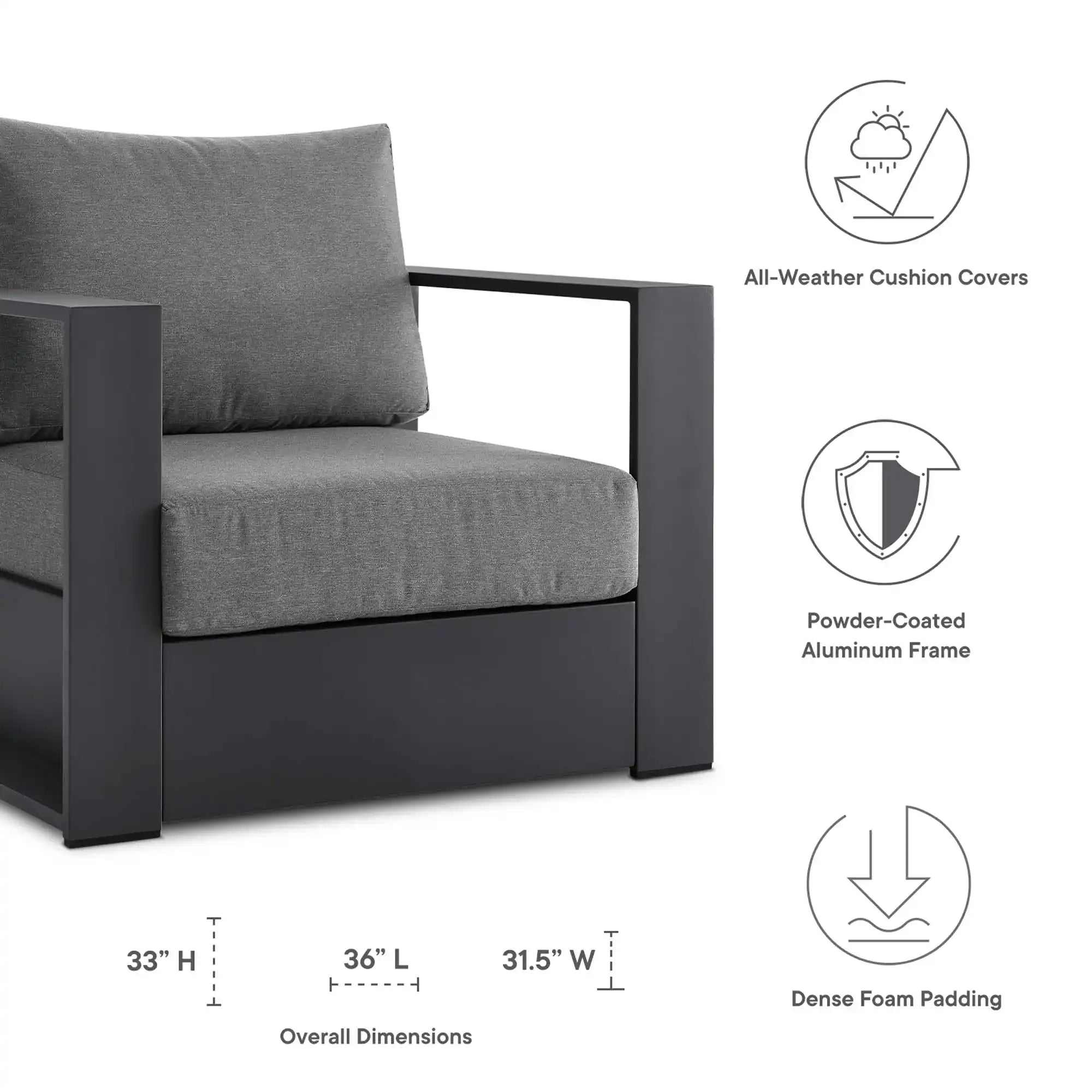 Tahoe 2-Piece Outdoor Patio Powder-Coated Aluminum Armchair Set by Modway - Best Buy Furniture