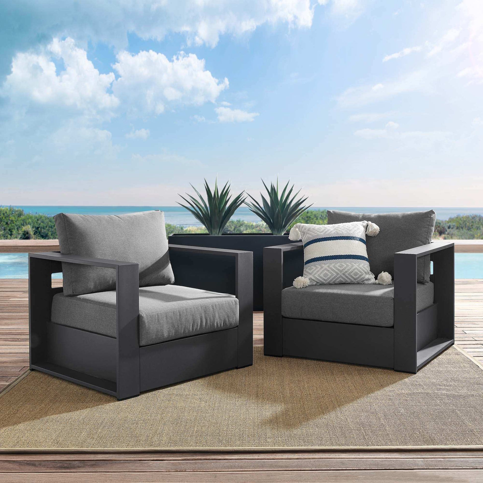 Tahoe 2-Piece Outdoor Patio Powder-Coated Aluminum Armchair Set by Modway - Best Buy Furniture