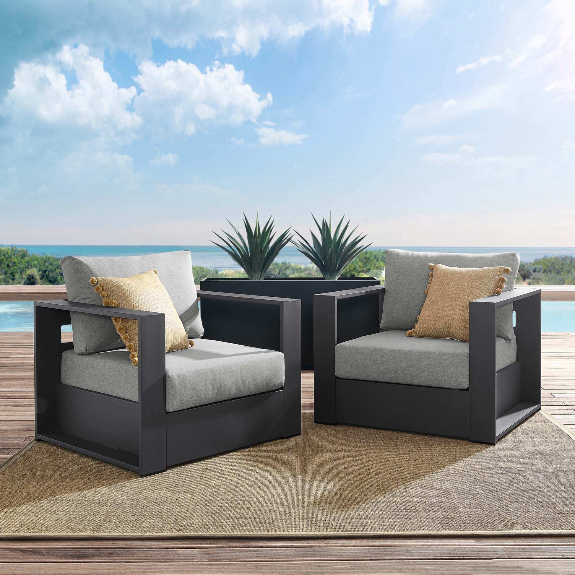 Tahoe 2-Piece Outdoor Patio Powder-Coated Aluminum Armchair Set by Modway - Best Buy Furniture