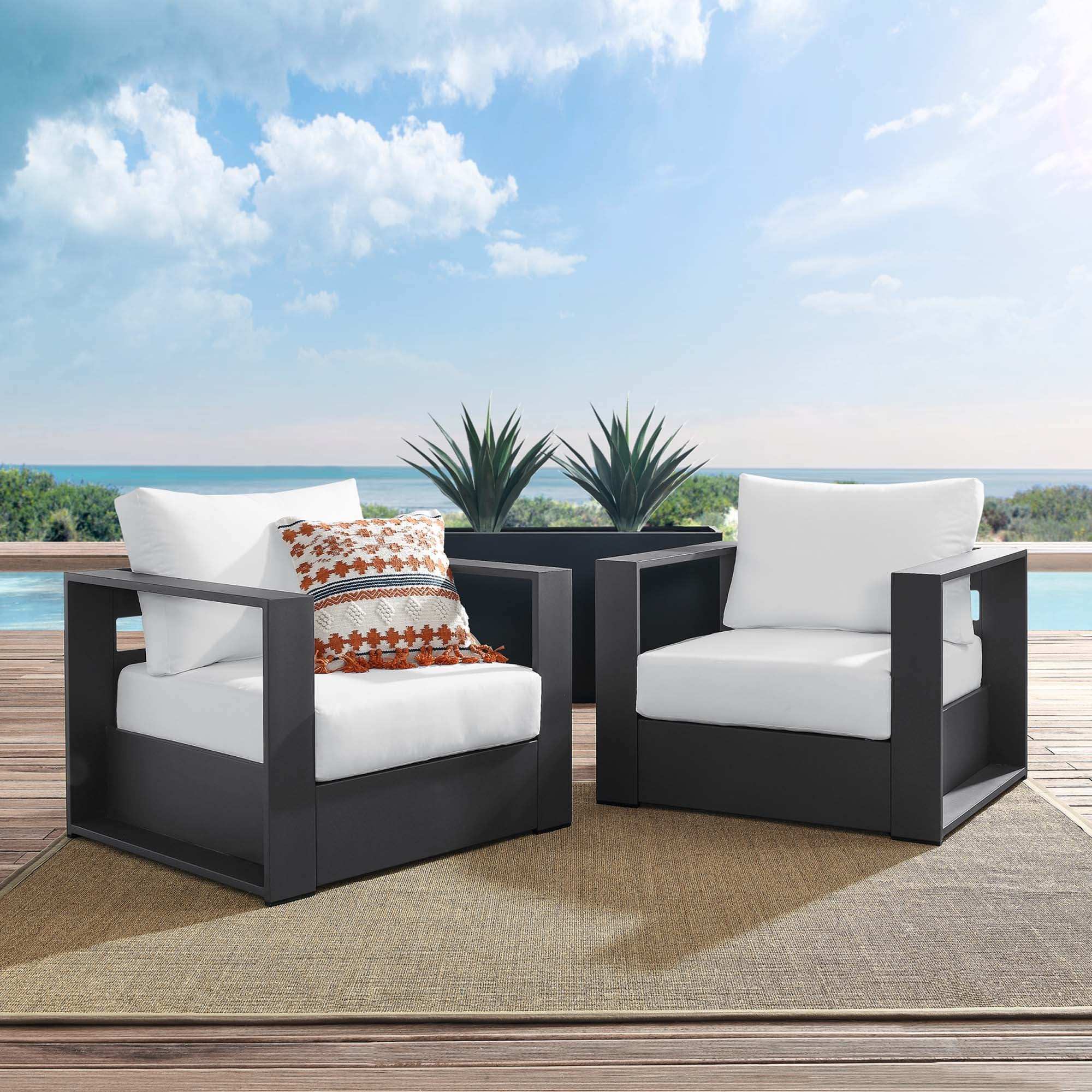 Tahoe 2-Piece Outdoor Patio Powder-Coated Aluminum Armchair Set by Modway - Best Buy Furniture