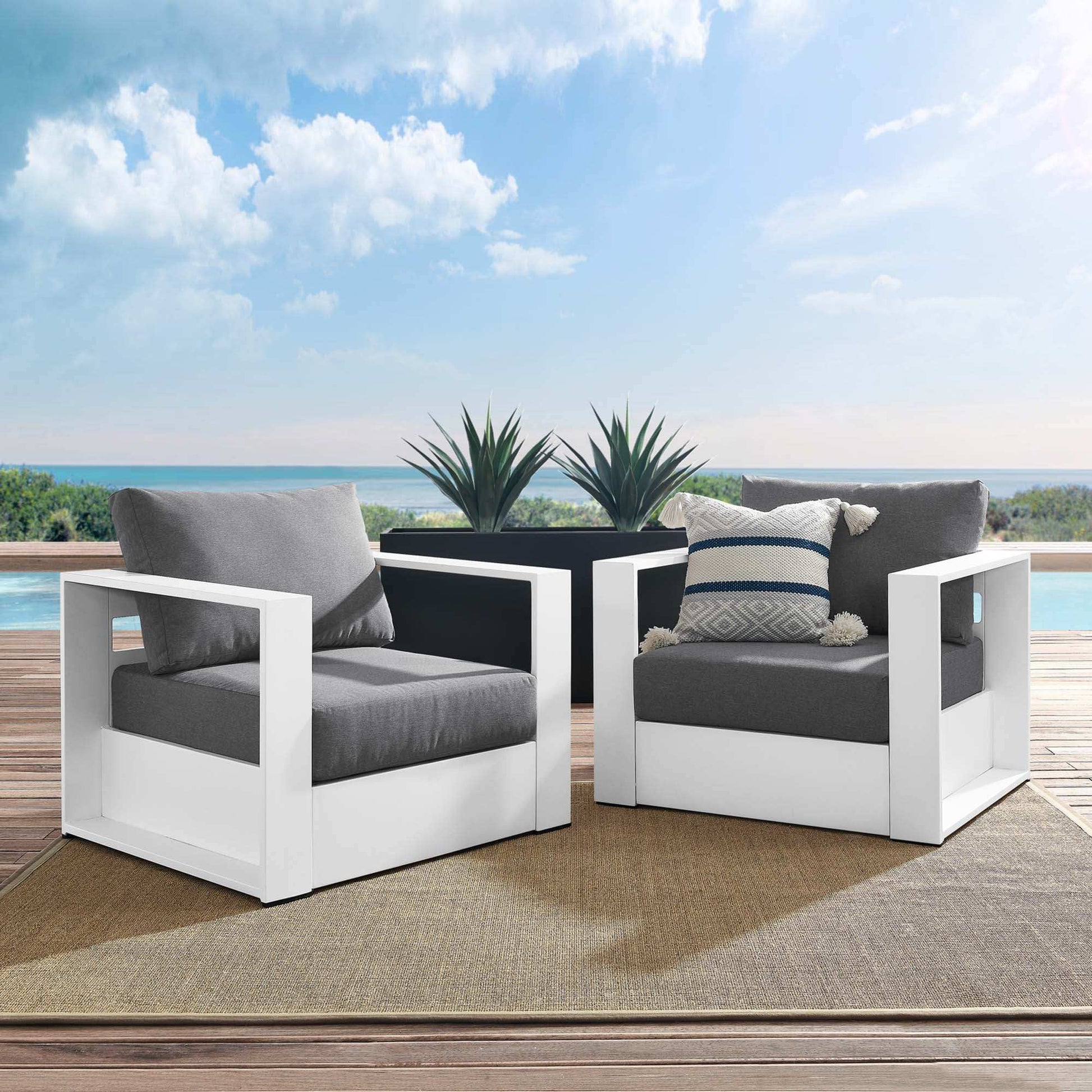 Tahoe 2-Piece Outdoor Patio Powder-Coated Aluminum Armchair Set by Modway - Best Buy Furniture